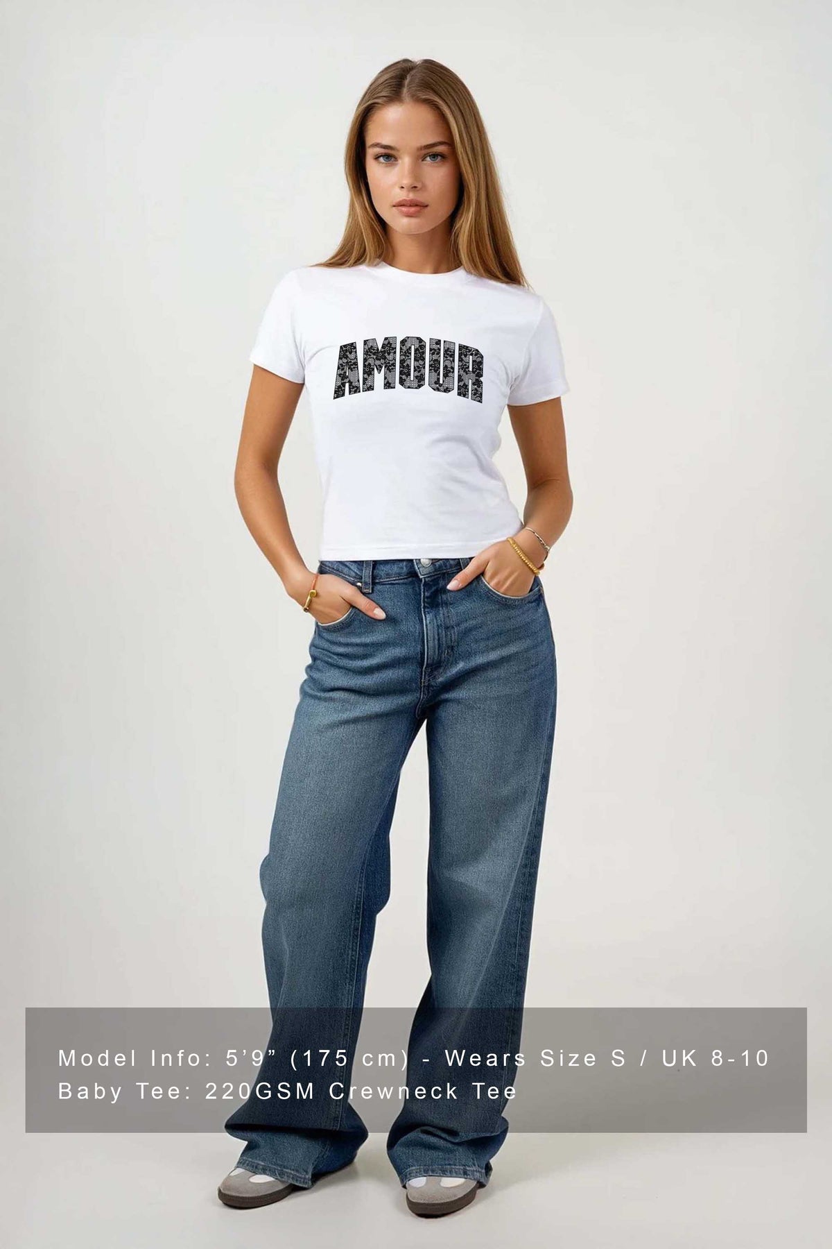 220GSM Amour Lace Printed Baby Tee