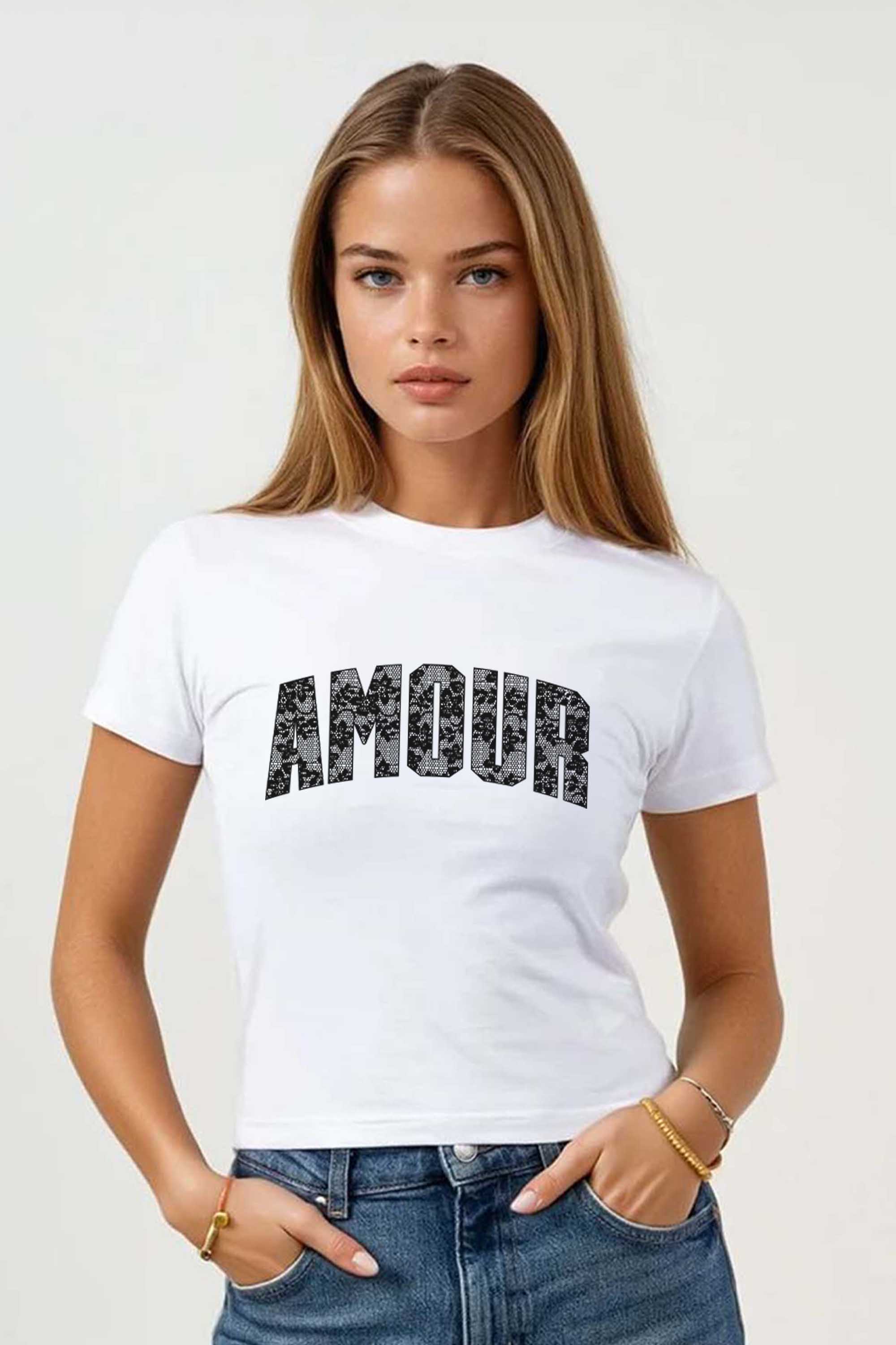 220GSM Amour Lace Printed Baby Tee