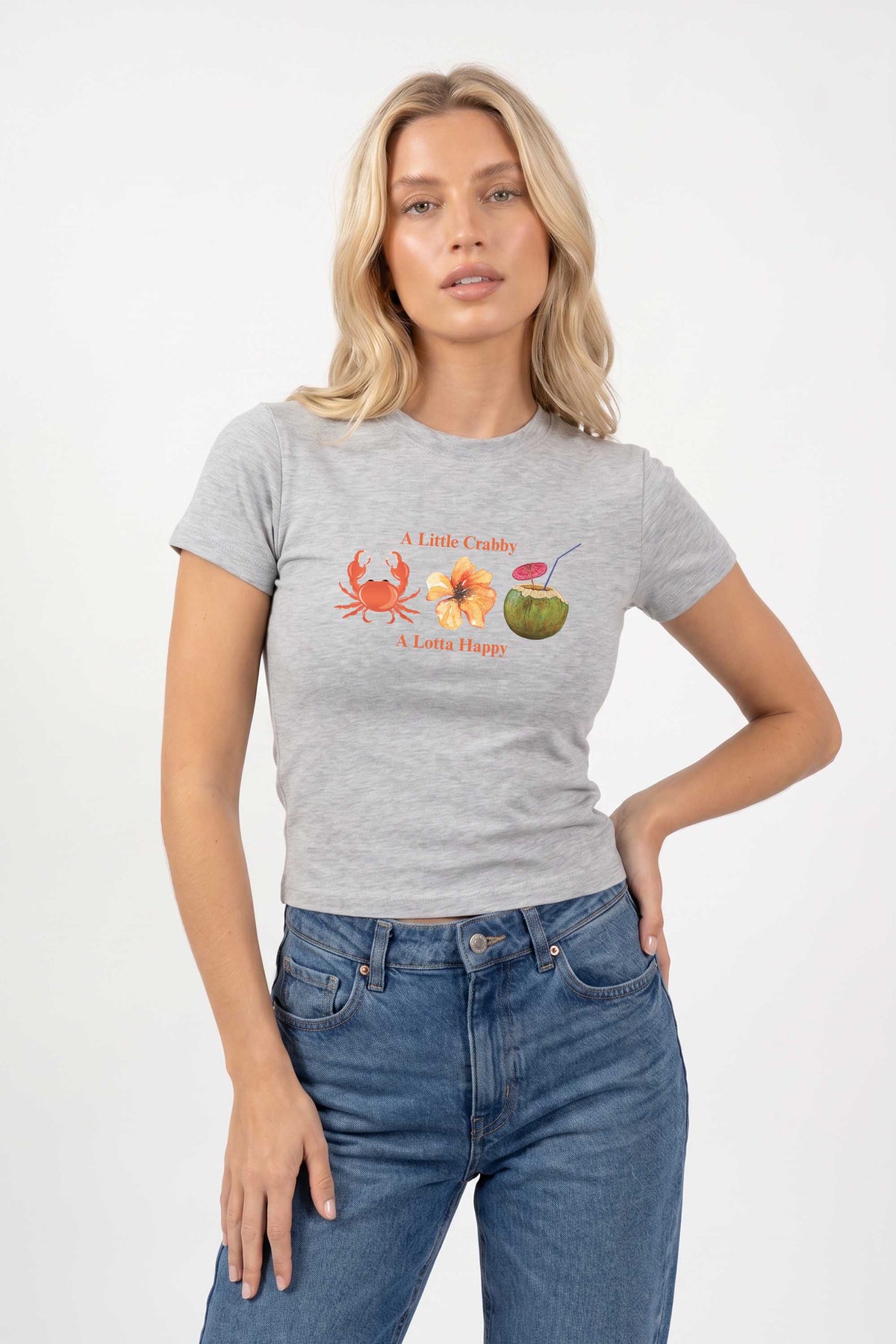 220GSM Crabby a Lotta Happy Printed Baby Tee