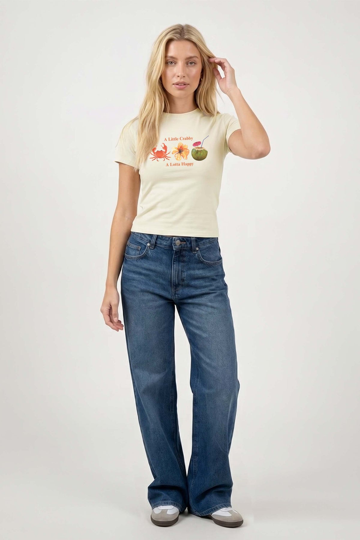 220GSM Crabby a Lotta Happy Printed Baby Tee