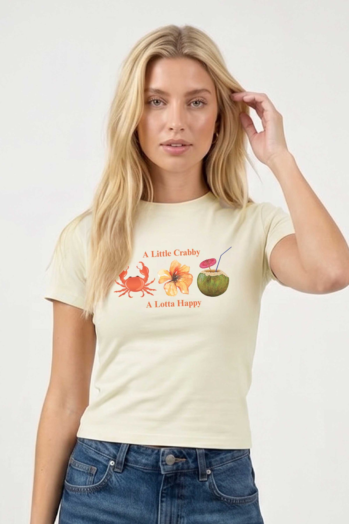 220GSM Crabby a Lotta Happy Printed Baby Tee