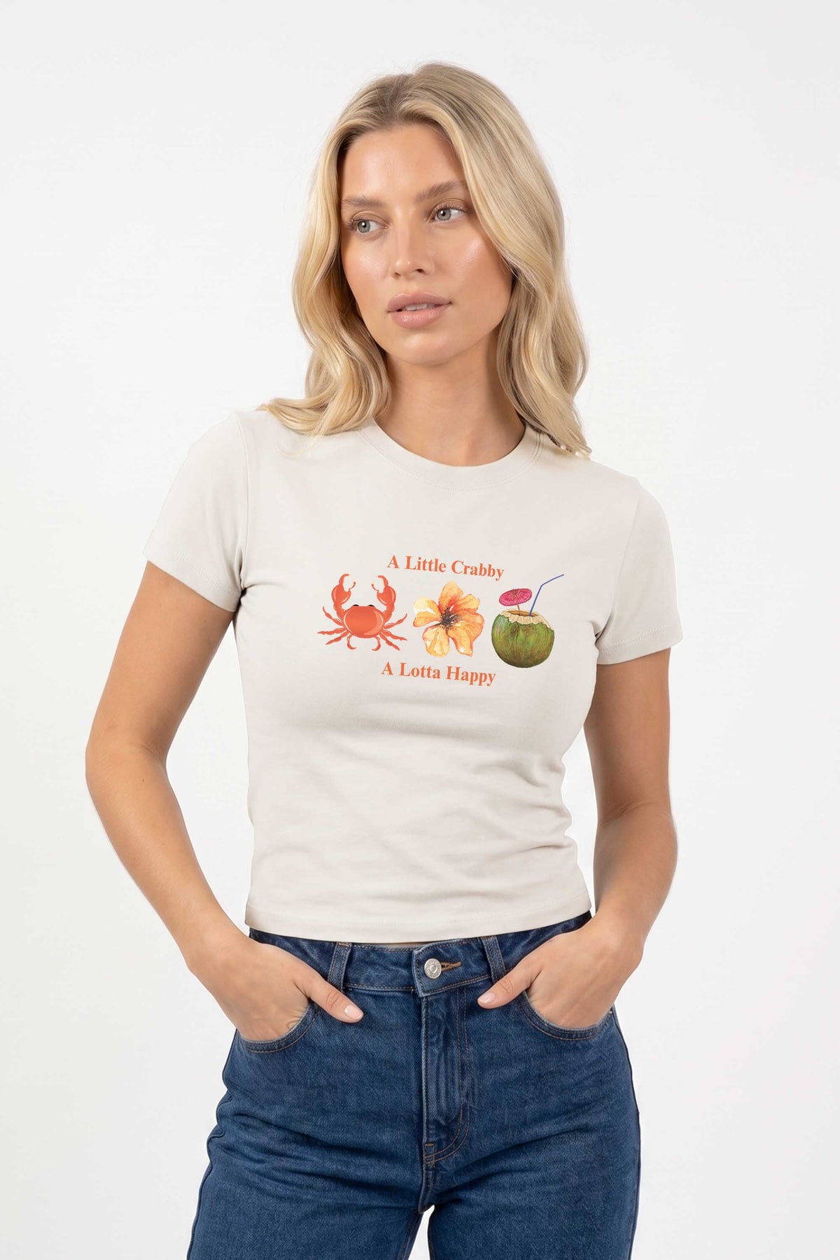 220GSM Crabby a Lotta Happy Printed Baby Tee