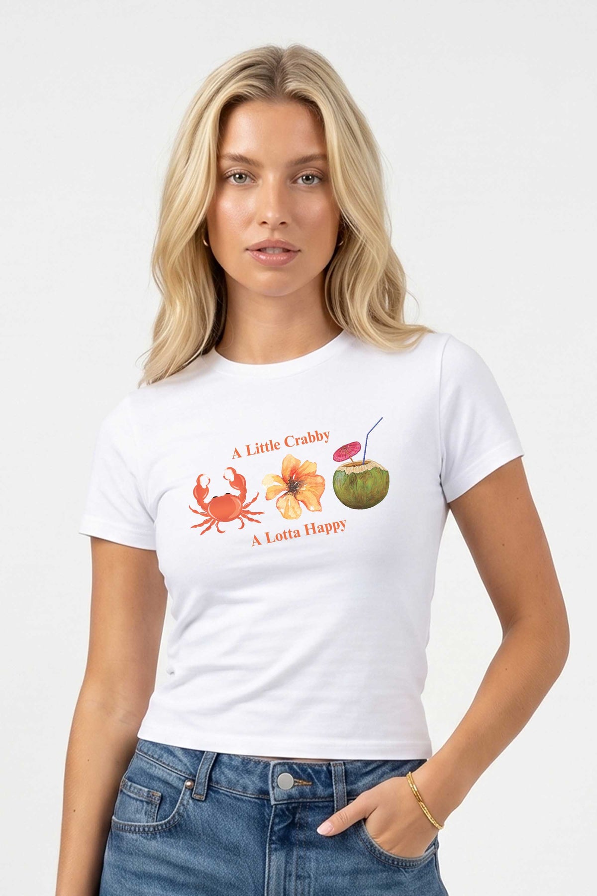 220GSM Crabby a Lotta Happy Printed Baby Tee