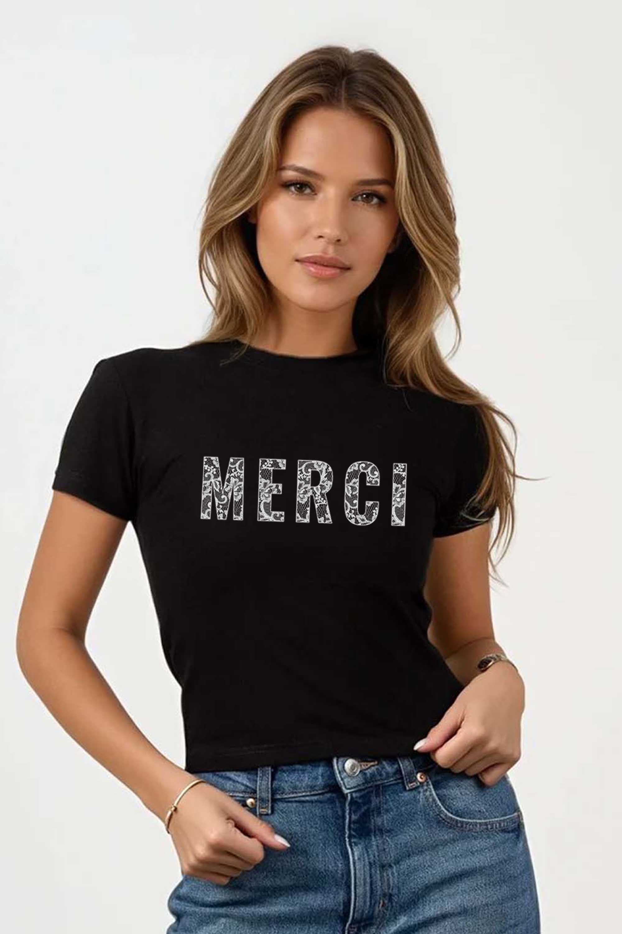 220GSM Merci Lace Printed Baby Tee