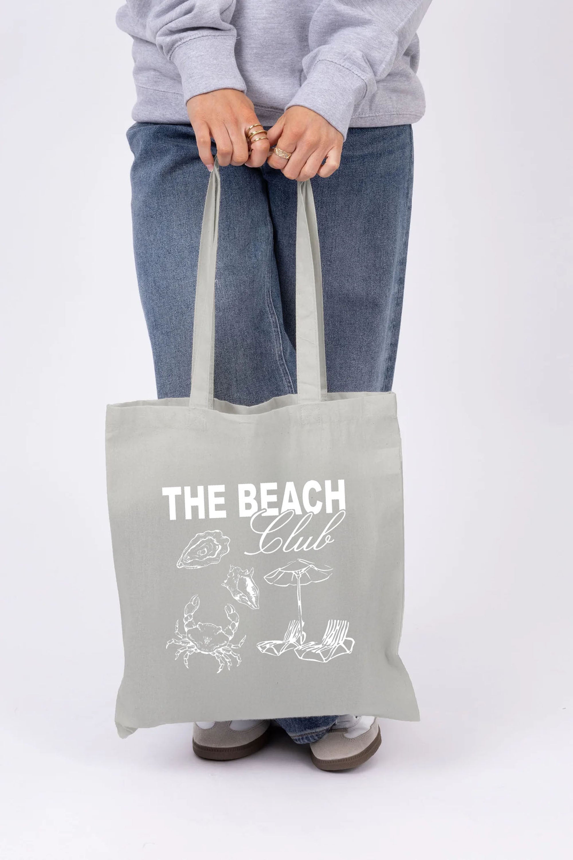 Beach Club Printed Cotton Long Handle Canvas Bag