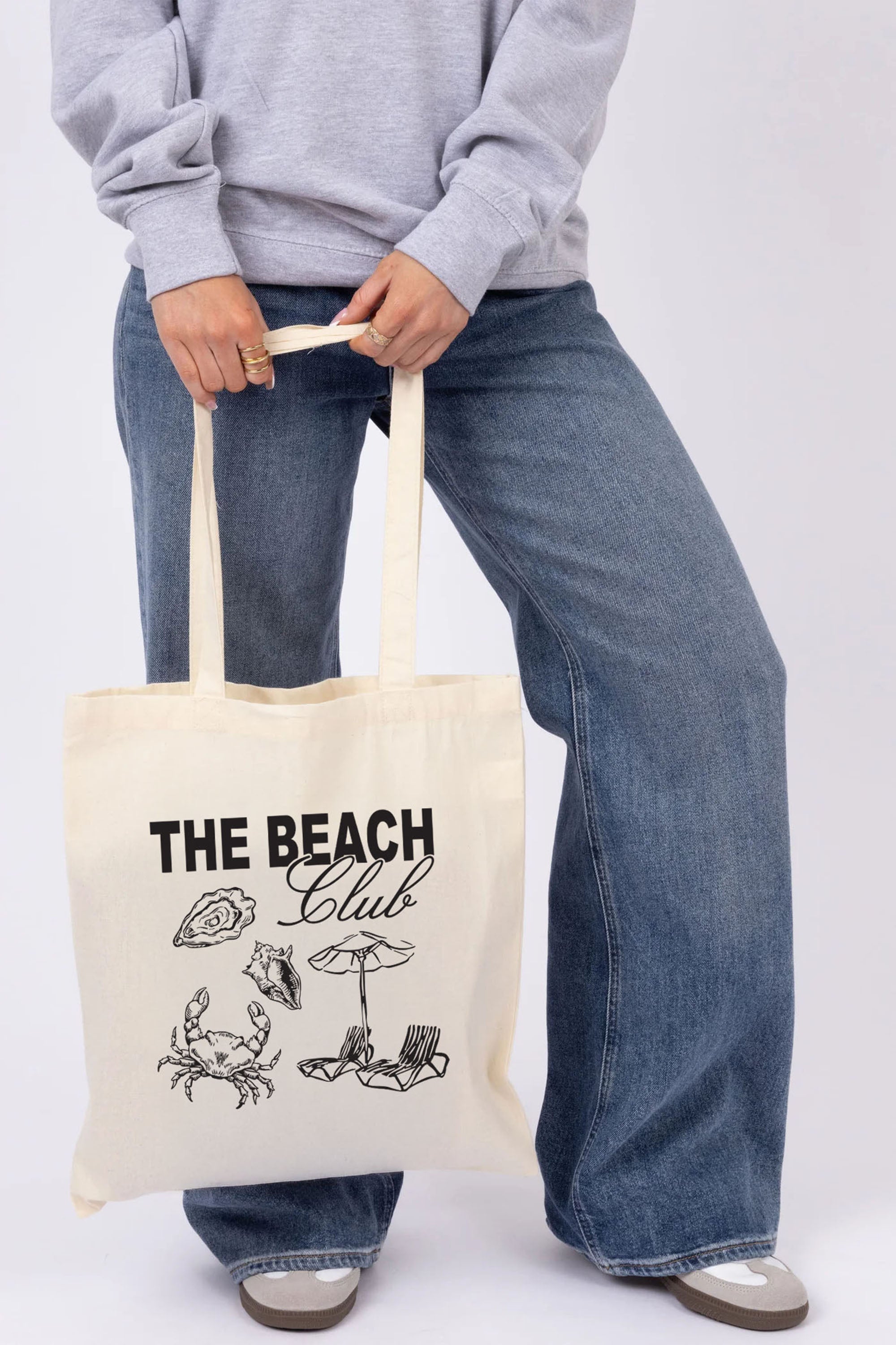 Beach Club Printed Cotton Long Handle Canvas Bag