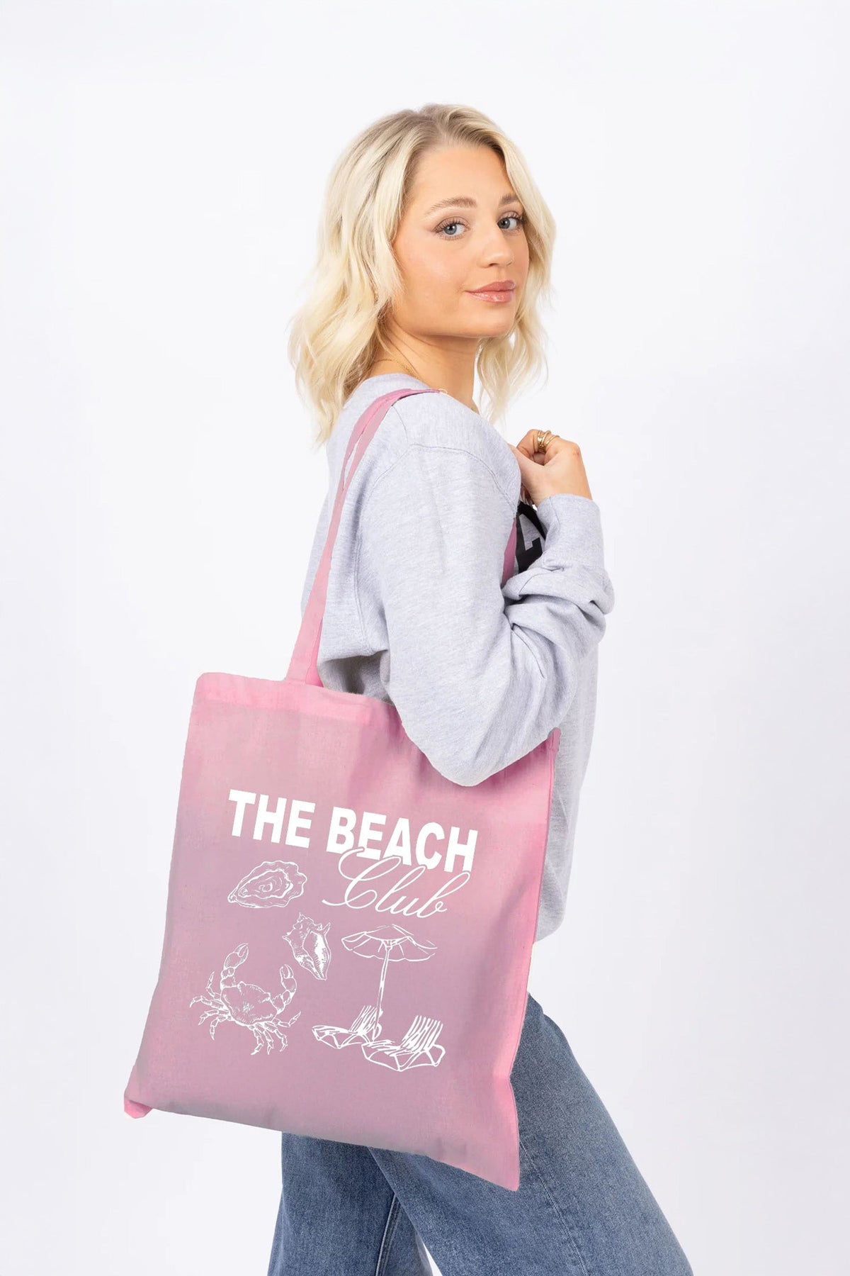 Beach Club Printed Cotton Long Handle Canvas Bag