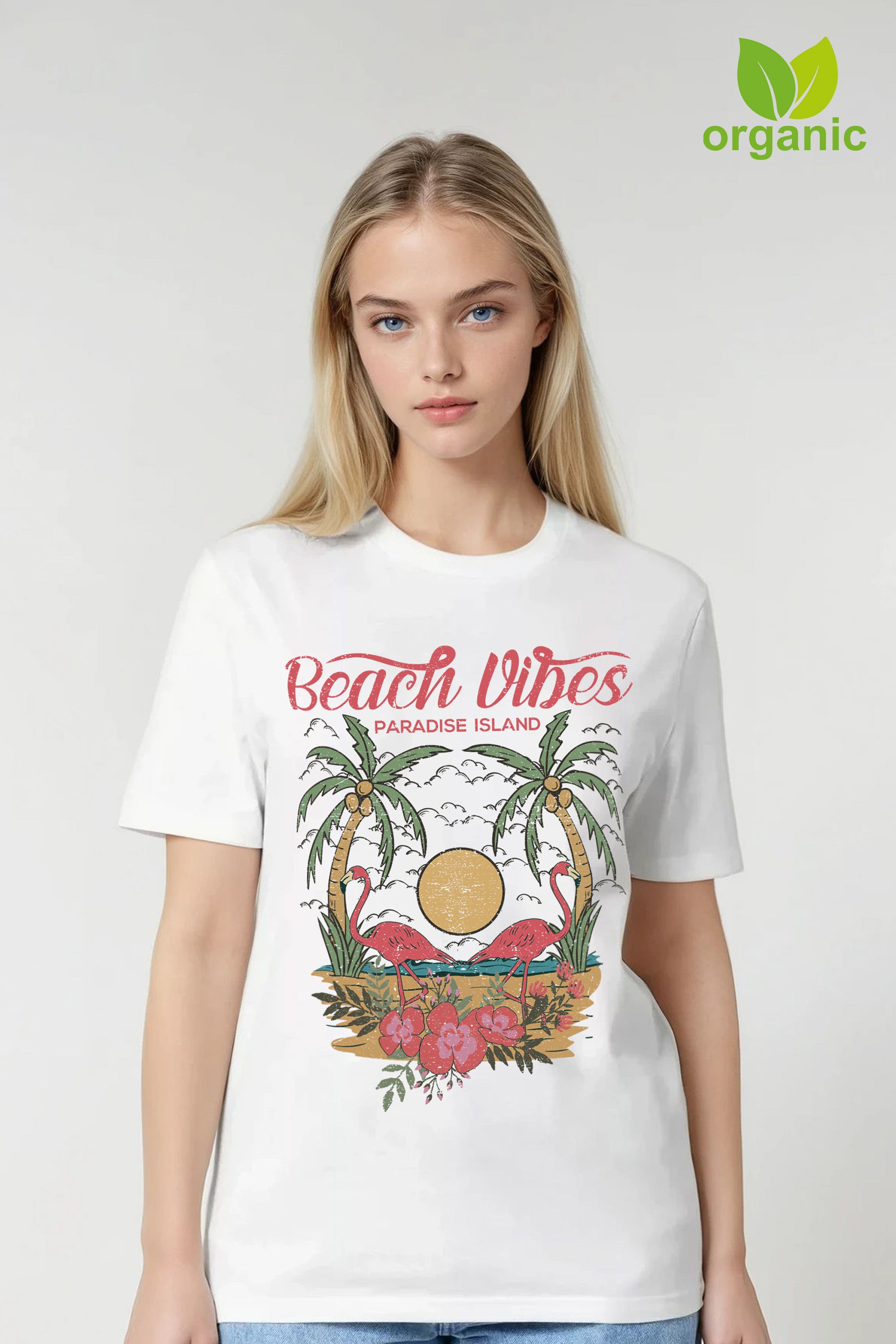 Beach Vibes Paradise Island Organic T-Shirt (Pack of 4)