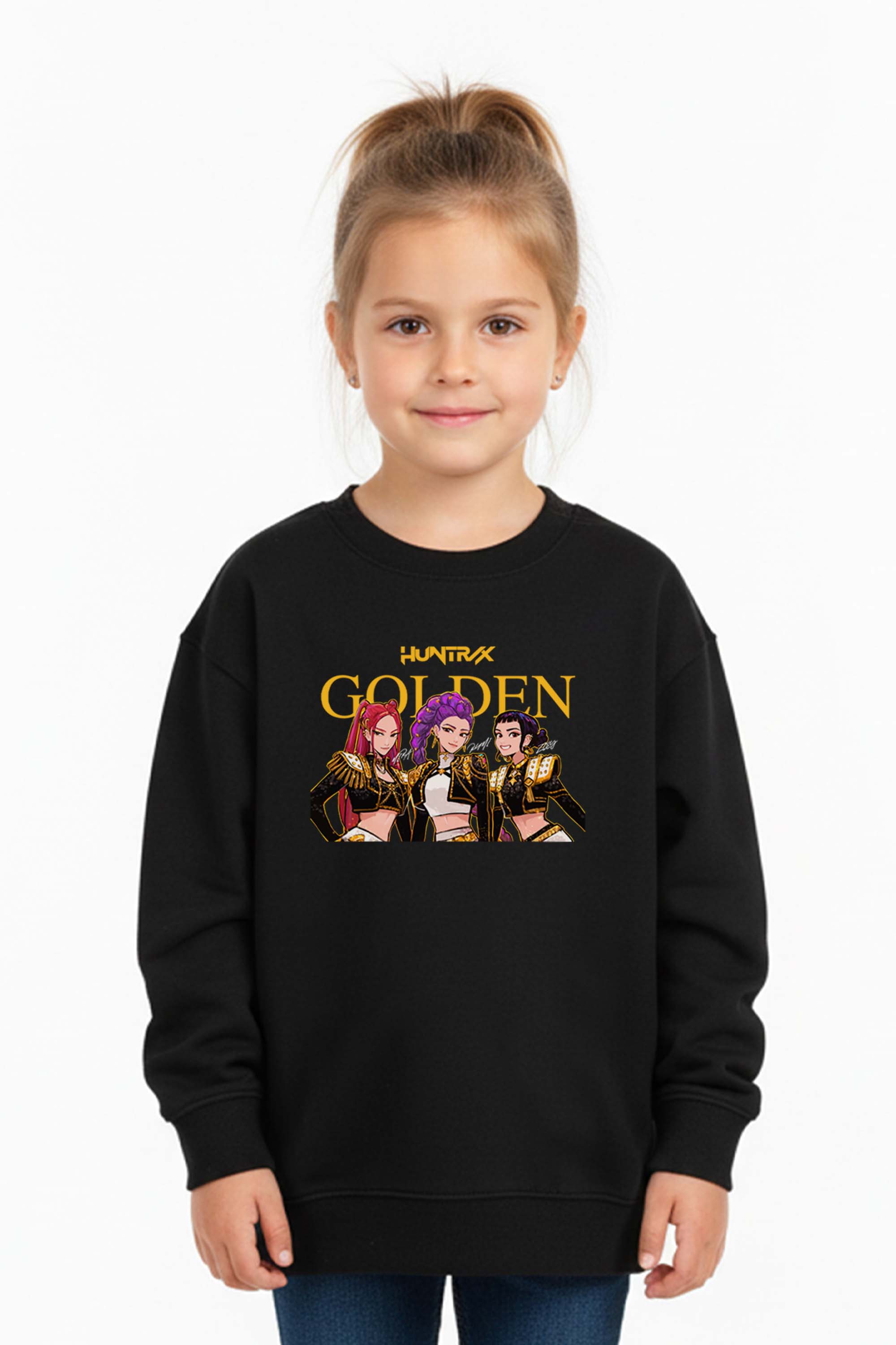 Kids K-Pop Golden Trio Graphic Printed Sweatshirt