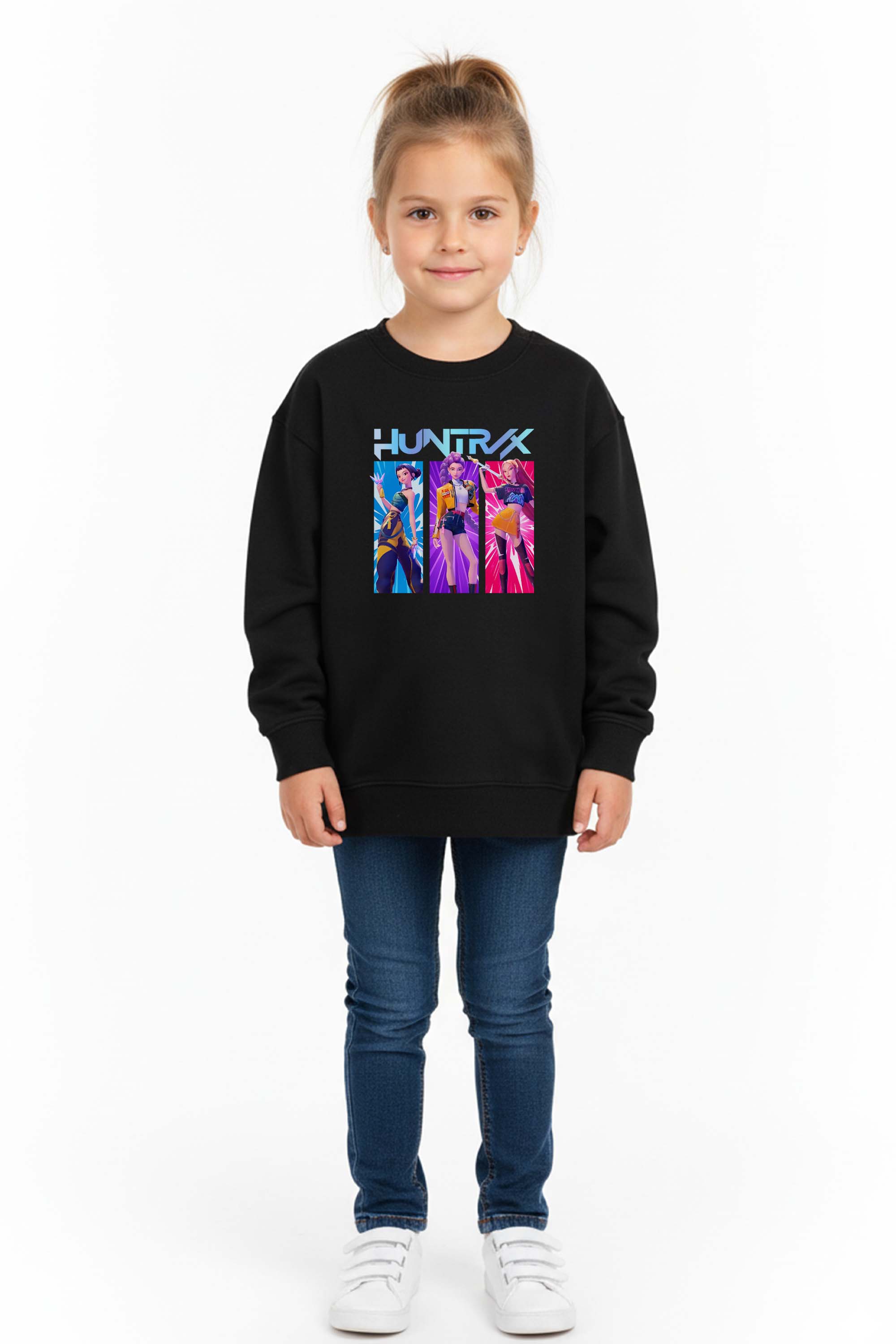 Kids K-Pop Girl Trio Graphic Printed Sweatshirt