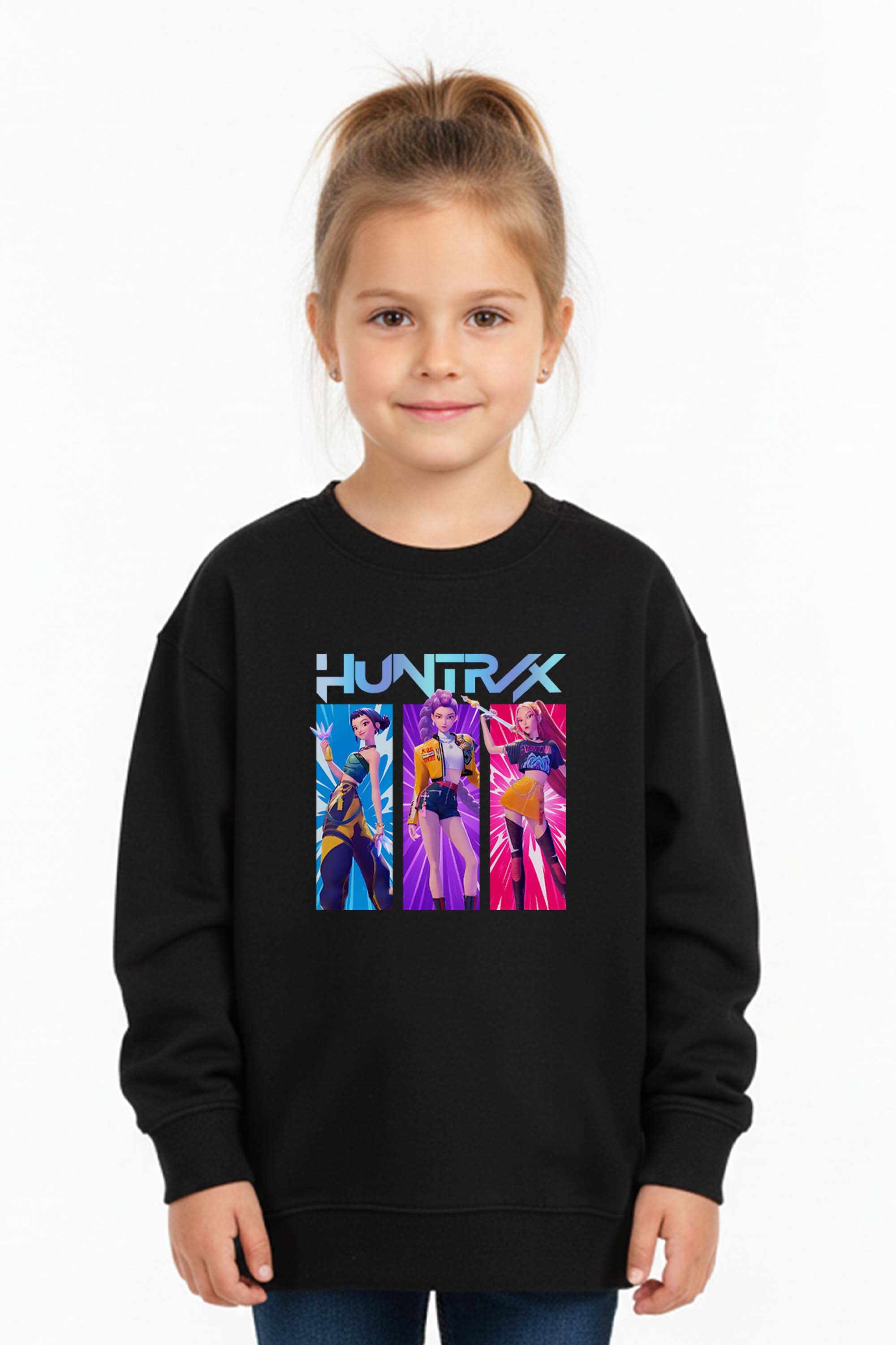 Kids K-Pop Girl Trio Graphic Printed Sweatshirt