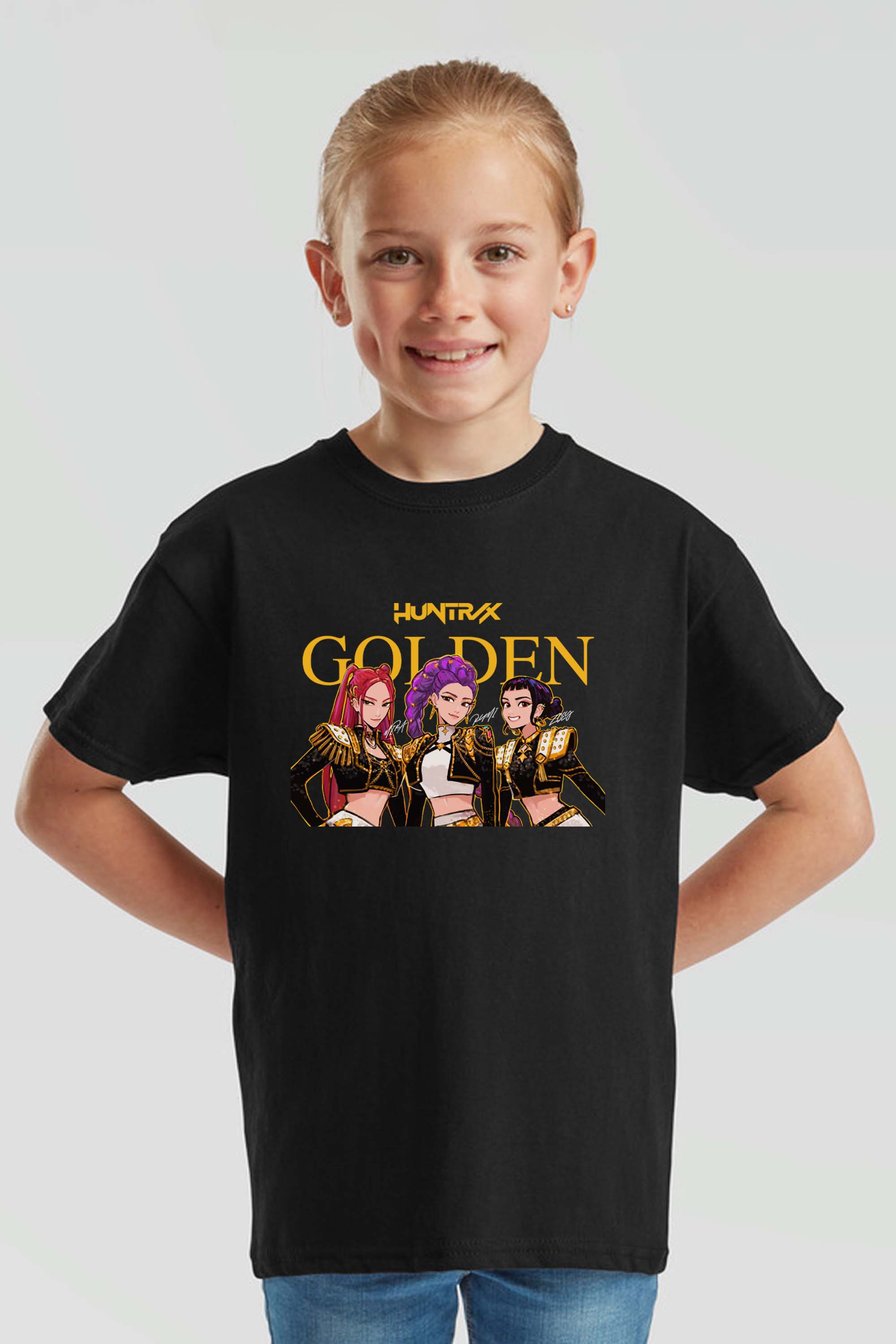 Kids K-Pop Golden Trio Graphic Printed T-Shirt