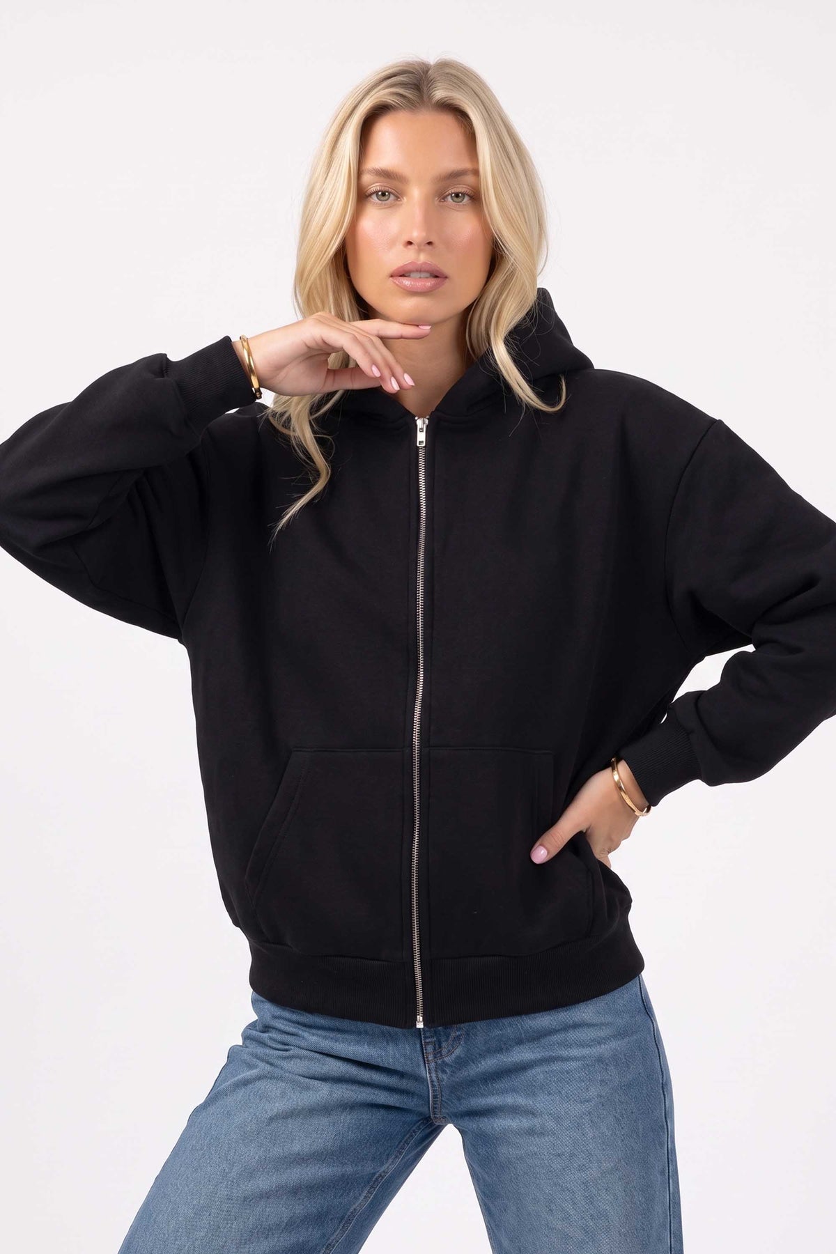 440GSM Signature Heavyweight Plain Zip Hoodie