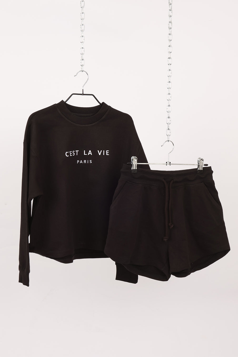C'est La Vie Embroidered Sweatshirt & Shorts Set (Pack Of 6 Sets)