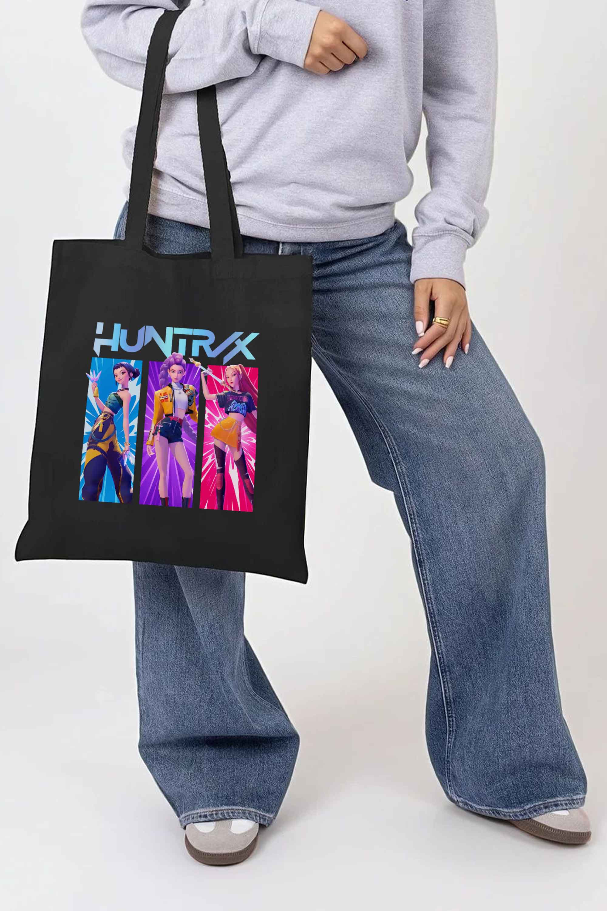 K-Pop Girl Trio Graphic Printed Cotton Tote Bag