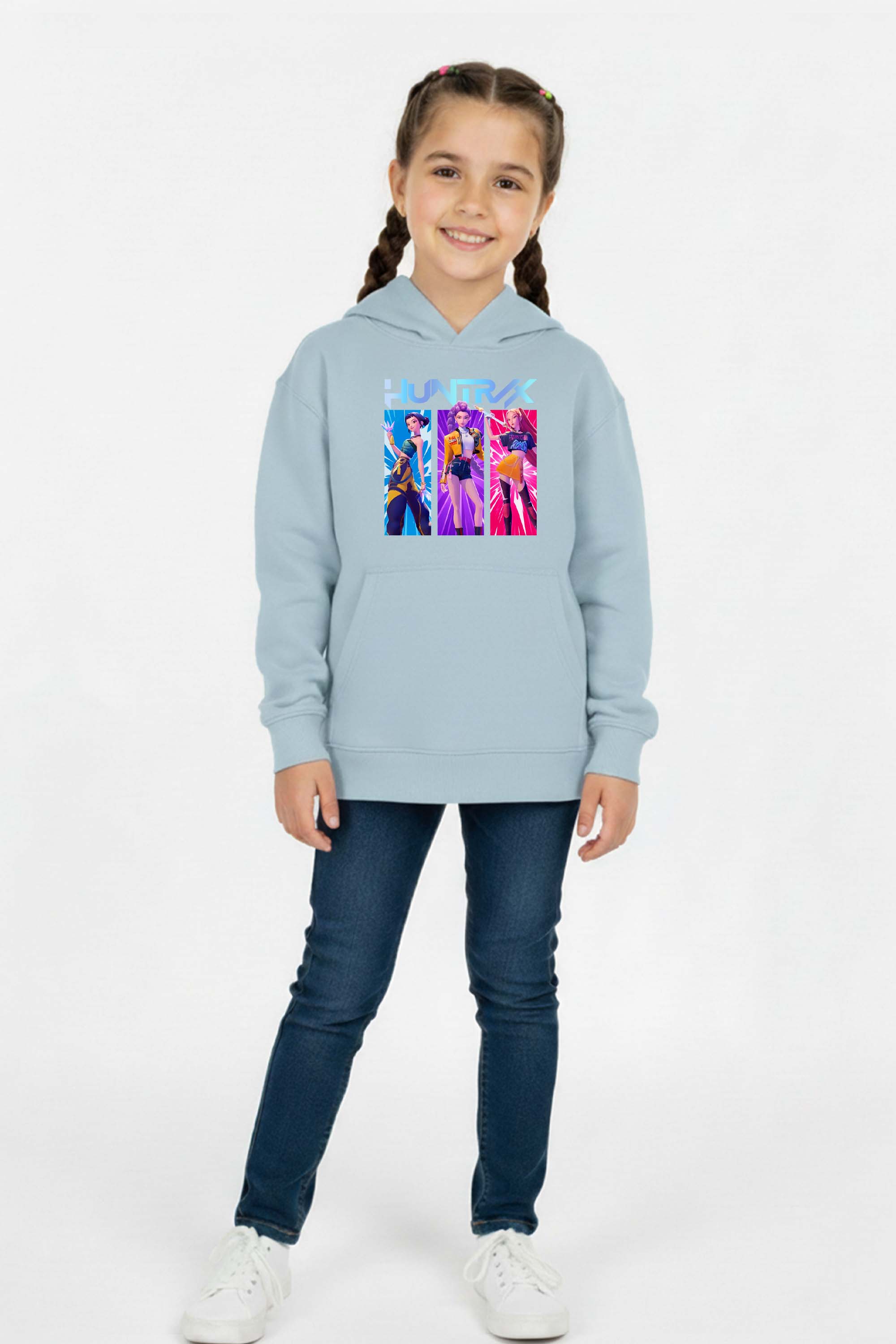Kids K-Pop Girl Trio Graphic Printed Hoodie