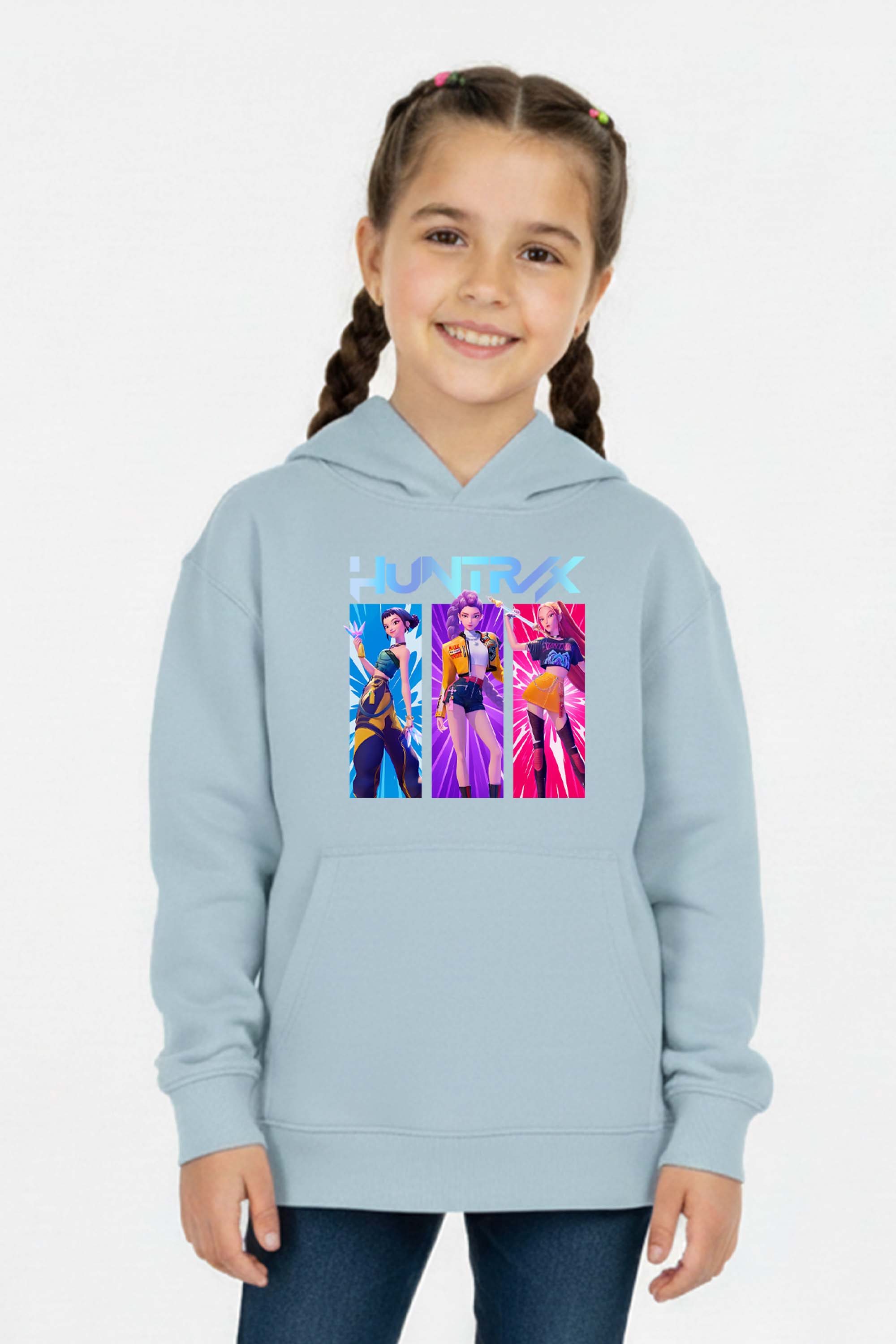 Kids K-Pop Girl Trio Graphic Printed Hoodie