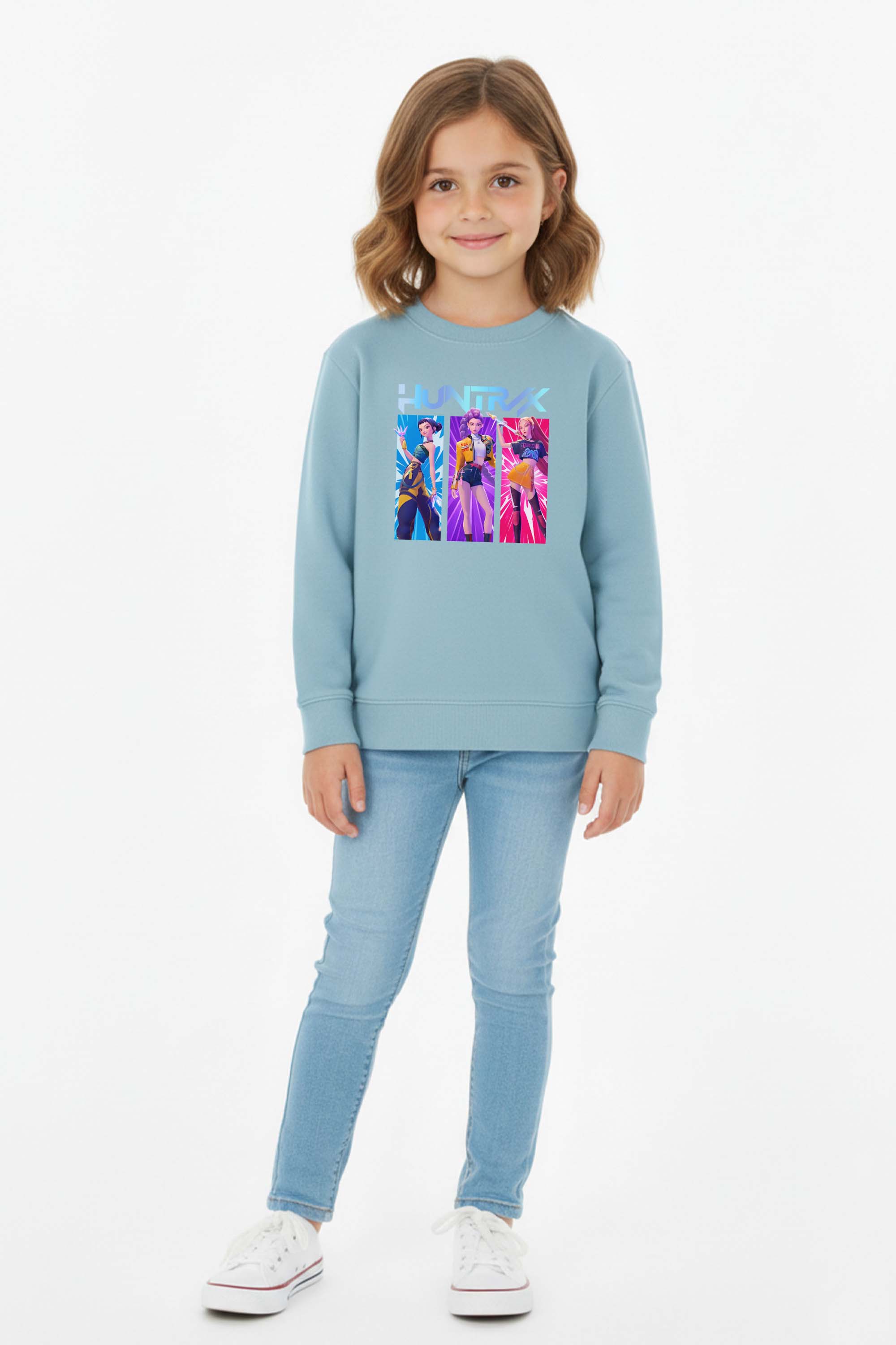 Kids K-Pop Girl Trio Graphic Printed Sweatshirt