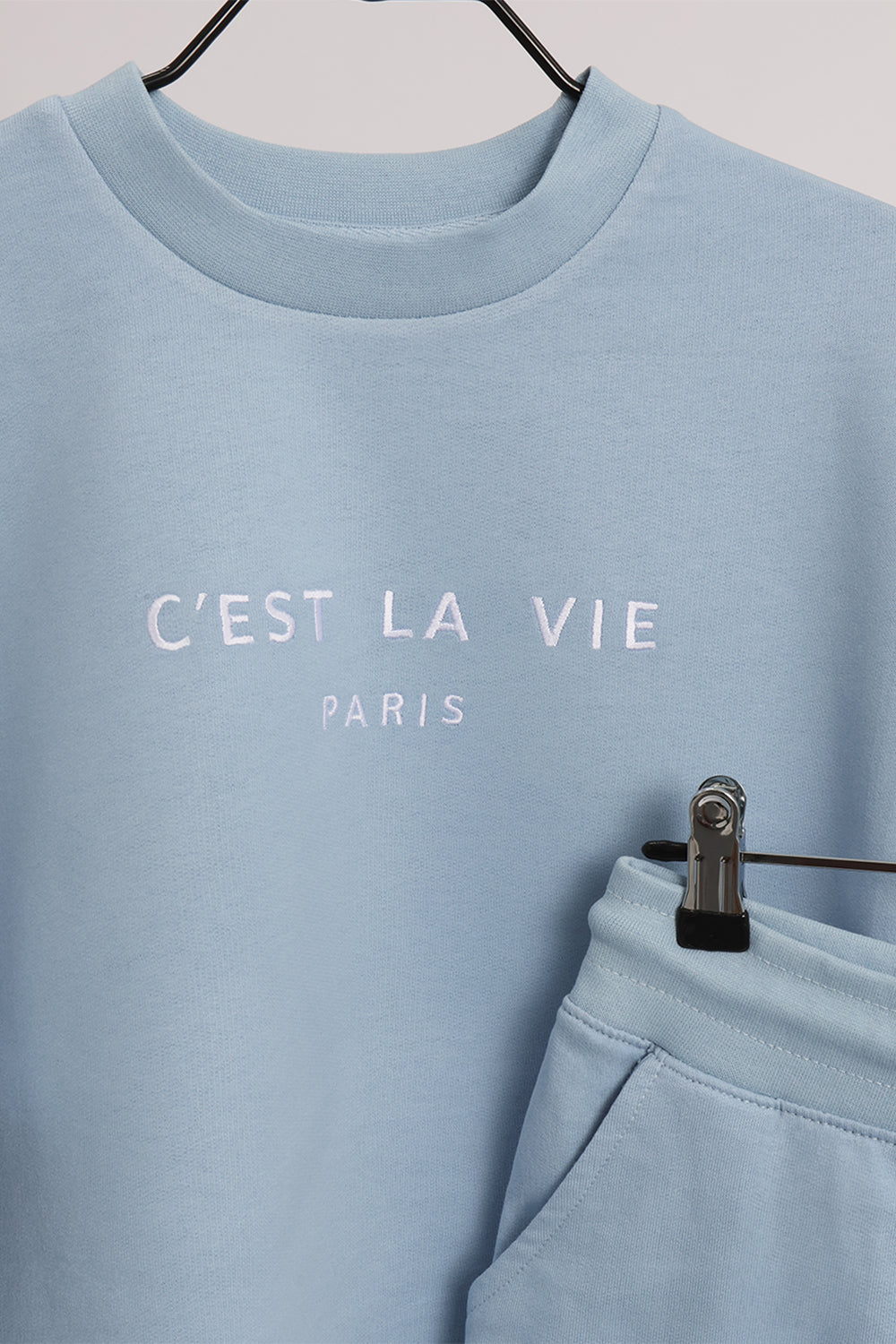 C'est La Vie Embroidered Sweatshirt & Shorts Set (Pack Of 6 Sets)