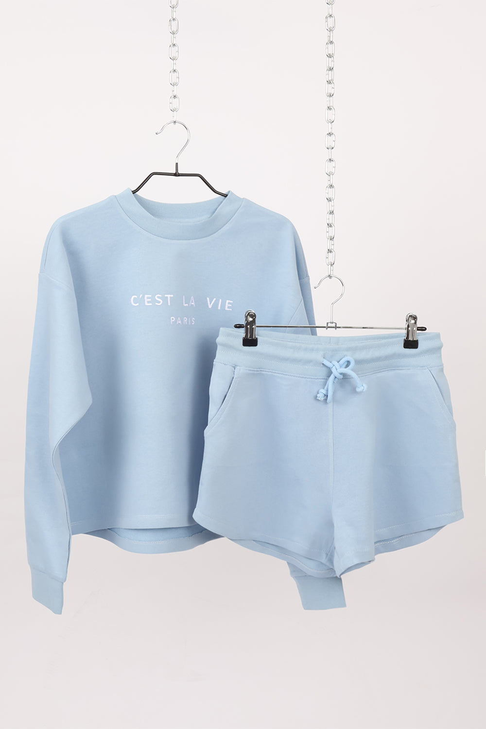 C'est La Vie Embroidered Sweatshirt & Shorts Set (Pack Of 6 Sets)