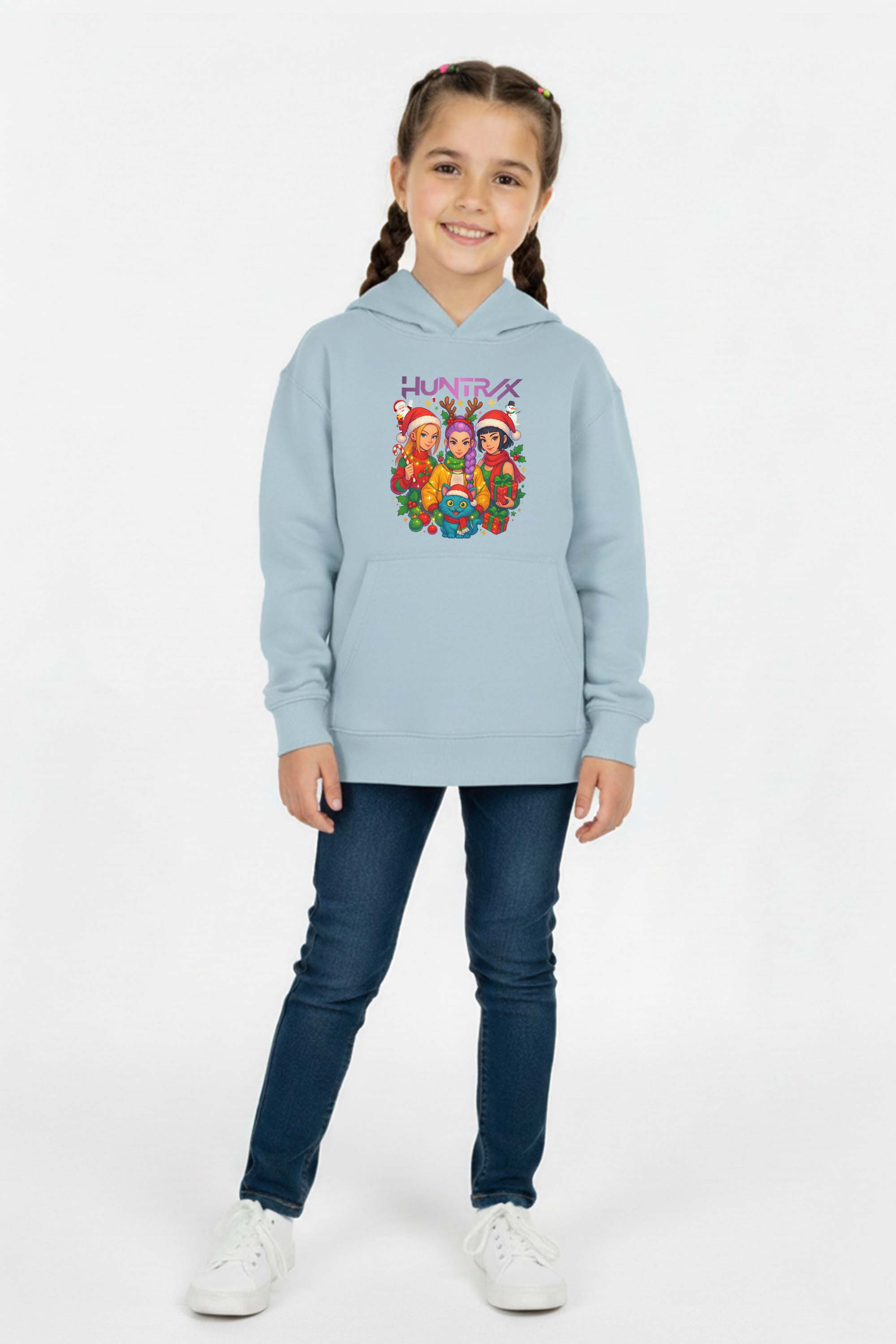 Kids K-Pop Christmas Squad Graphic Printed Hoodie