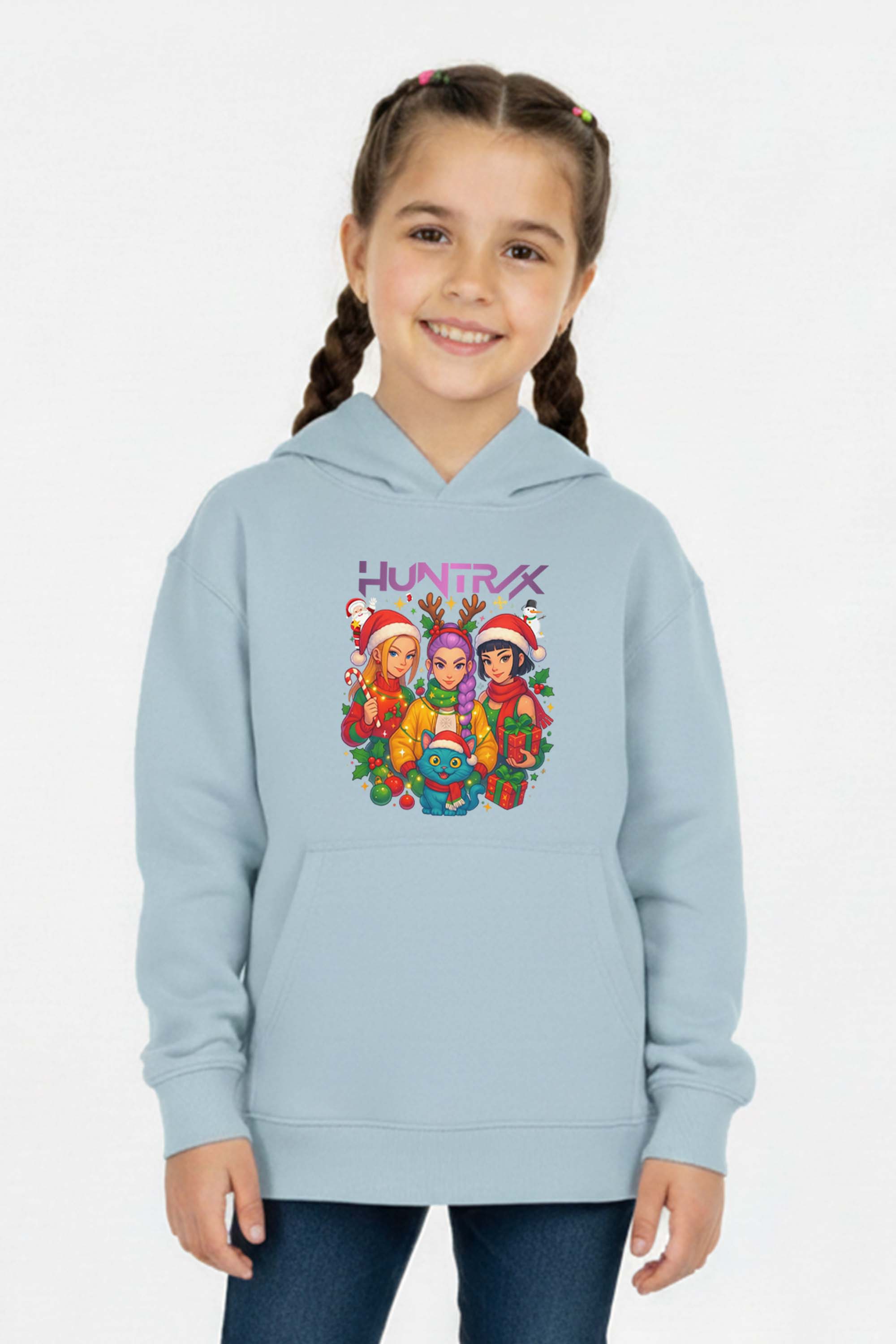 Kids K-Pop Christmas Squad Graphic Printed Hoodie