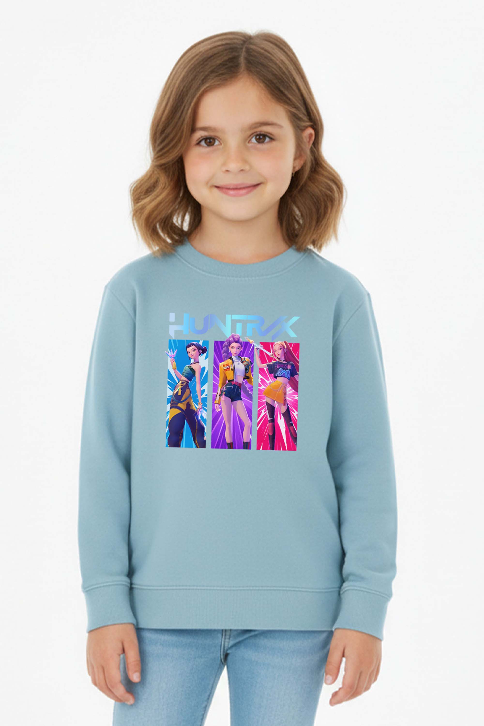 Kids K-Pop Girl Trio Graphic Printed Sweatshirt