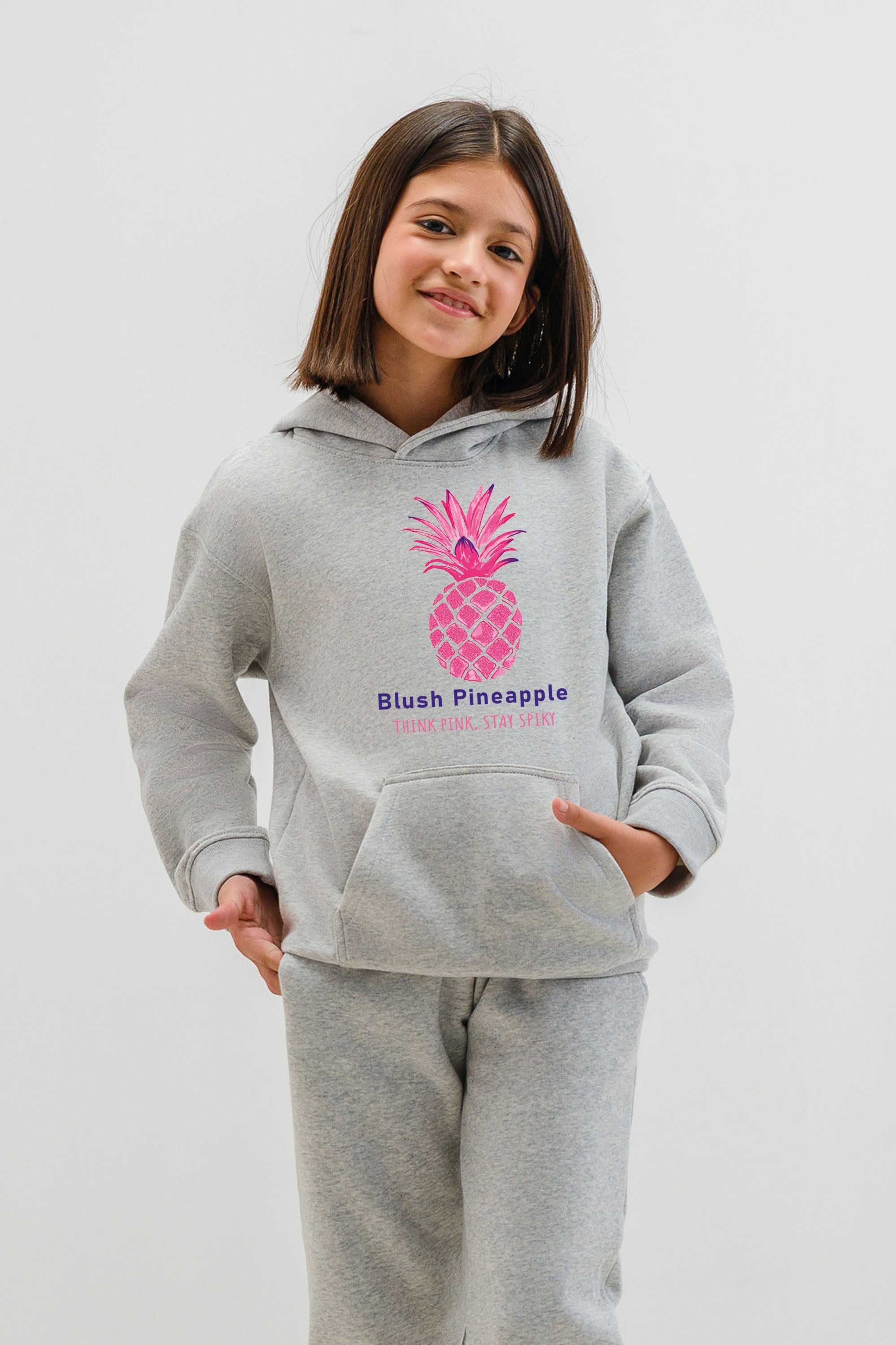 Kids Premium Blush Pineapple Printed Hoodie (Pack of 5)