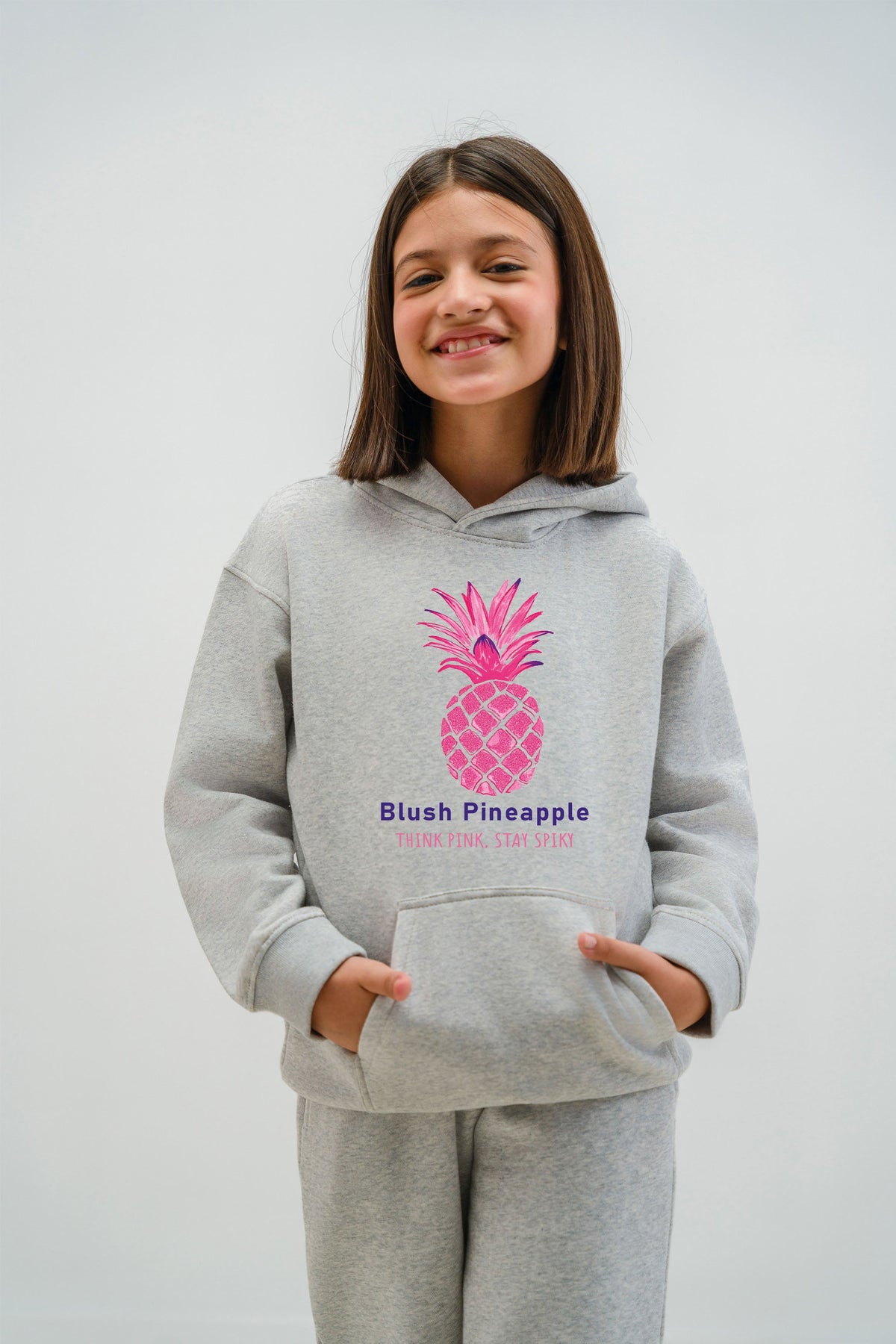 Kids Premium Blush Pineapple Printed Hoodie (Pack of 5)