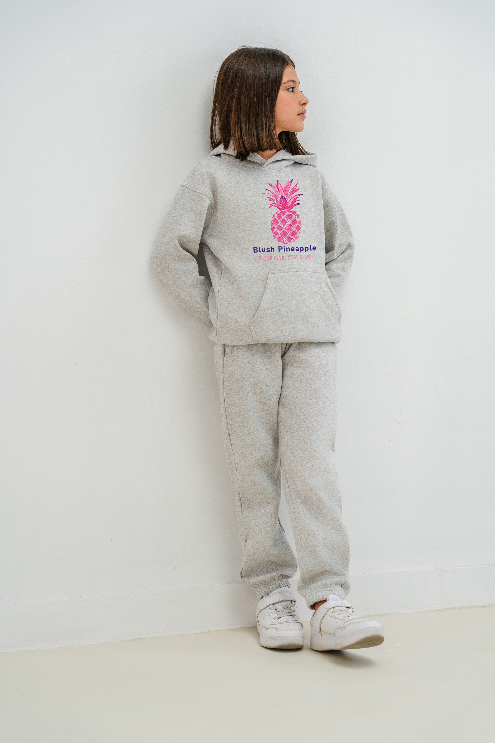Kids Premium Blush Pineapple Printed Hoodie (Pack of 5)