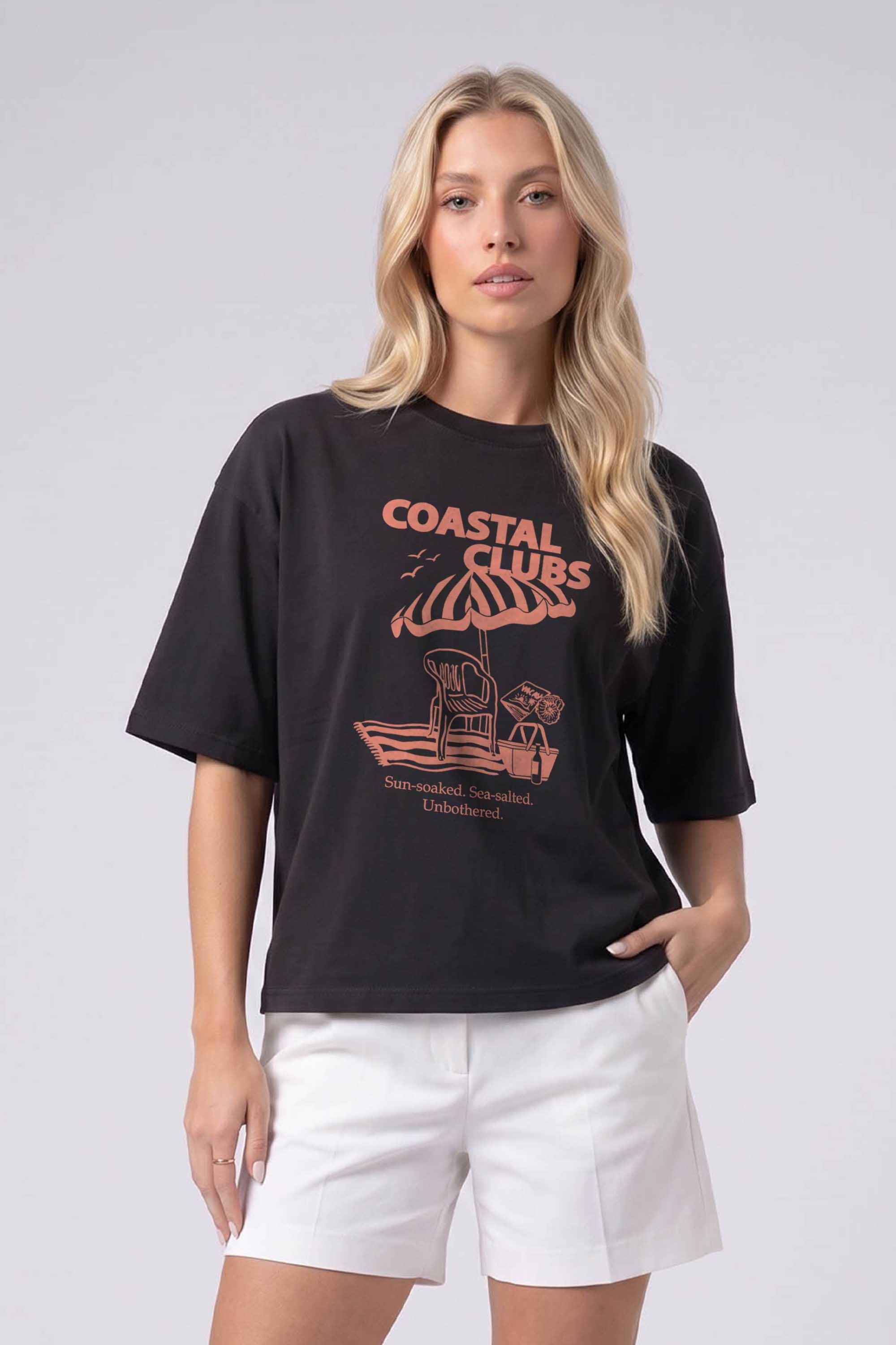 240GSM Boxy Relaxed Fit T-shirt in Coastal Club Print