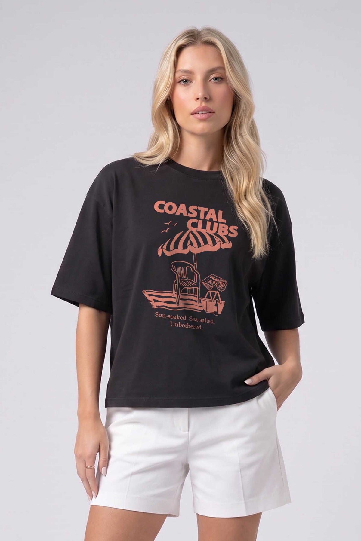 240GSM Boxy Relaxed Fit T-shirt in Coastal Club Print