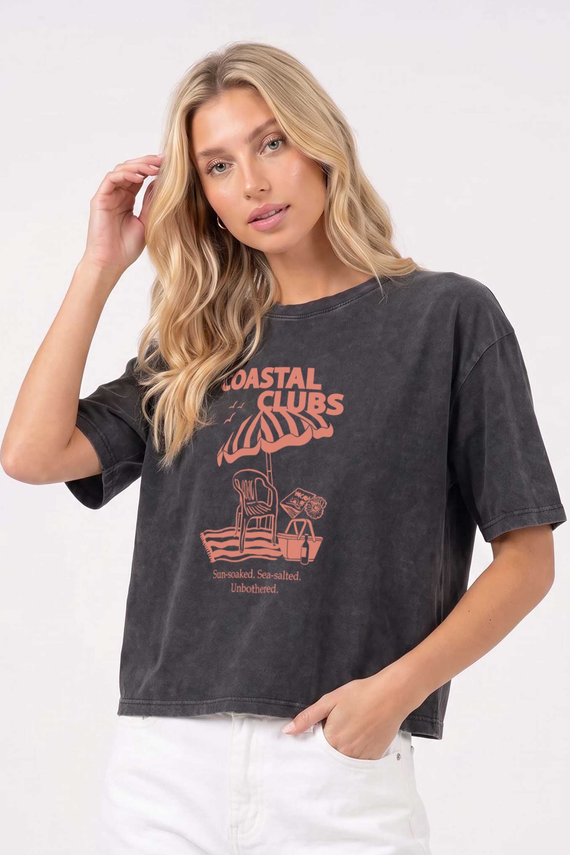 240GSM Boxy Relaxed Fit T-shirt in Coastal Club Print