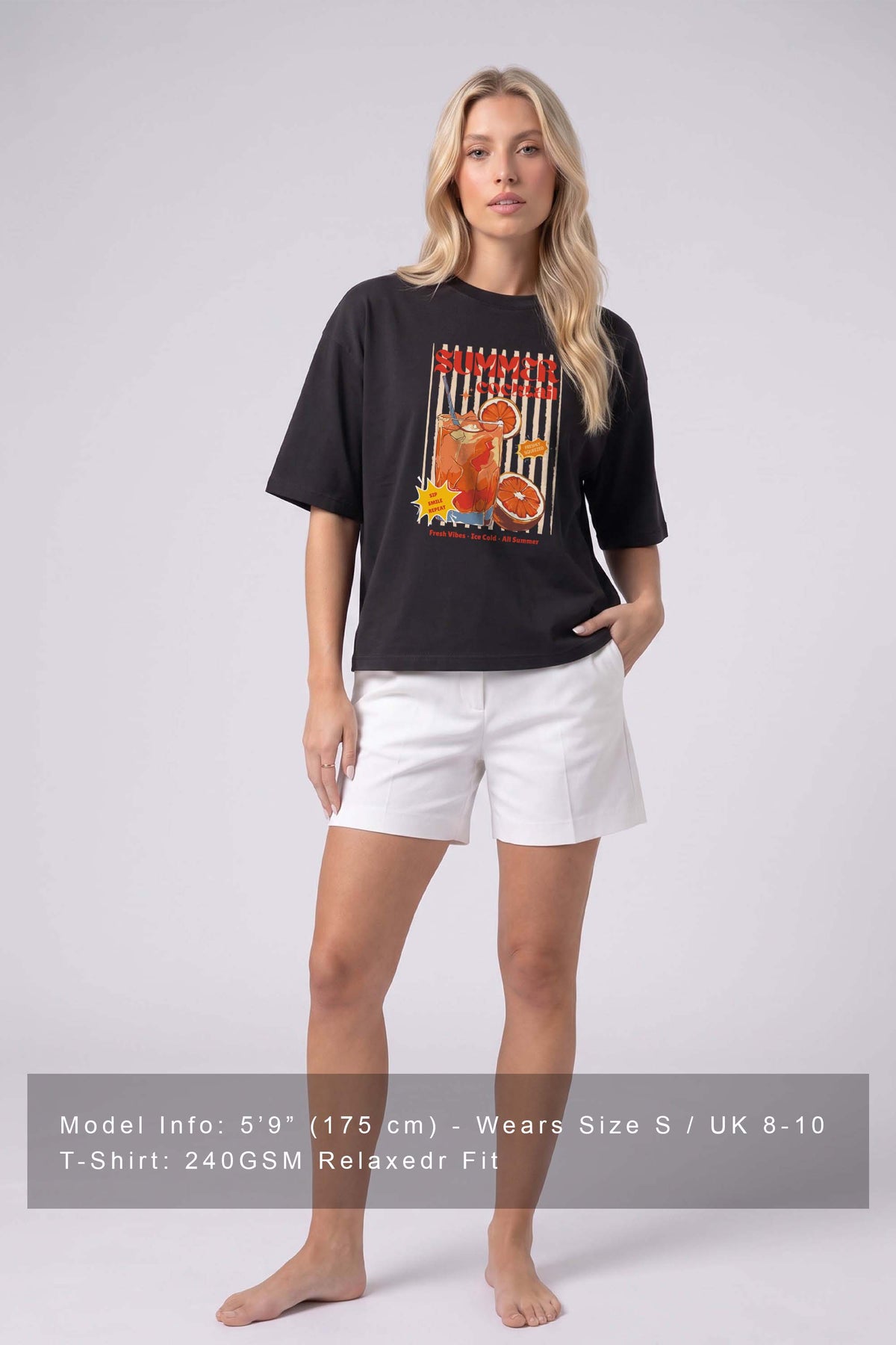 240GSM Boxy Relaxed Fit T-shirt in Summer Cocktail Vintage Print