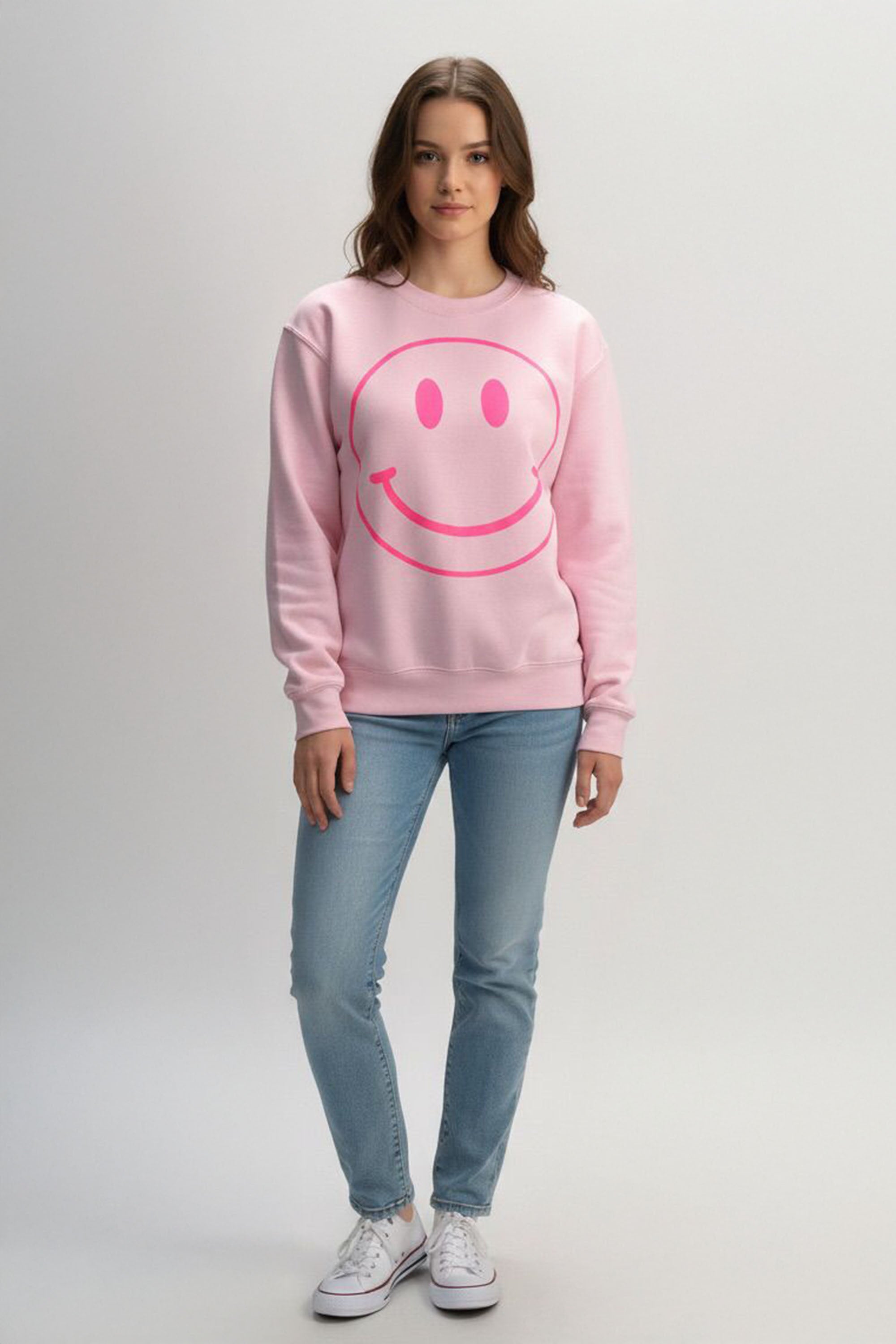 Neon Puff Print Smiley Sweatshirt