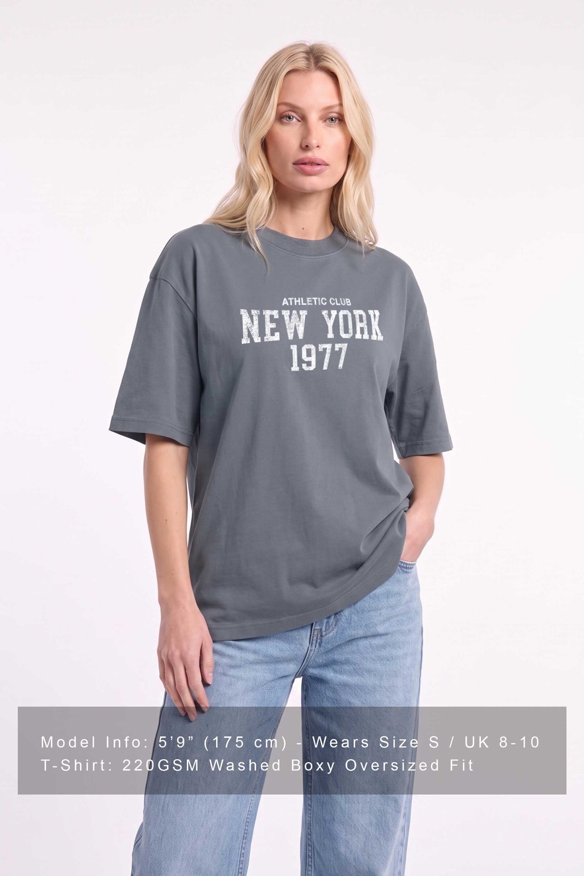 Premium 220GSM Acid-Wash Boxy Oversized T-shirt in New York Print