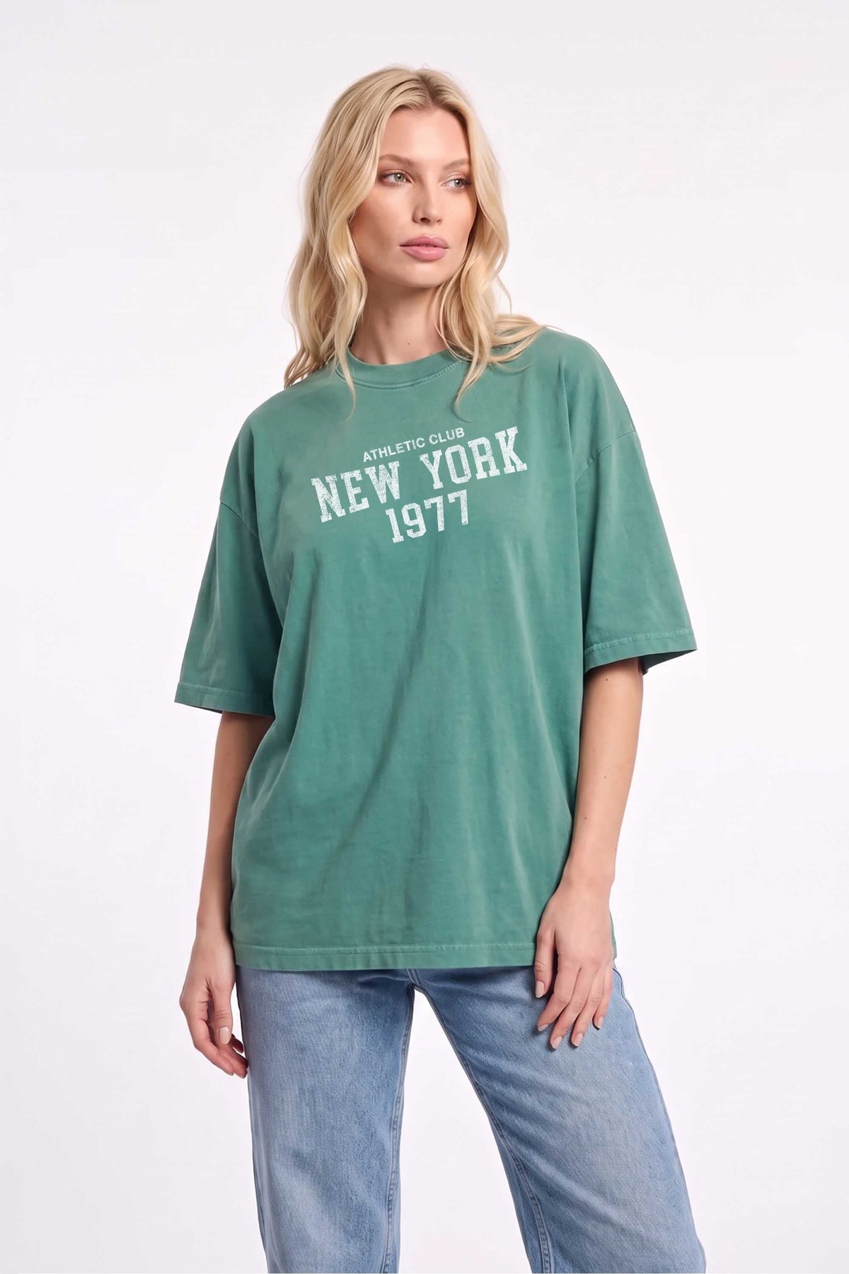 Premium 220GSM Acid-Wash Boxy Oversized T-shirt in New York Print