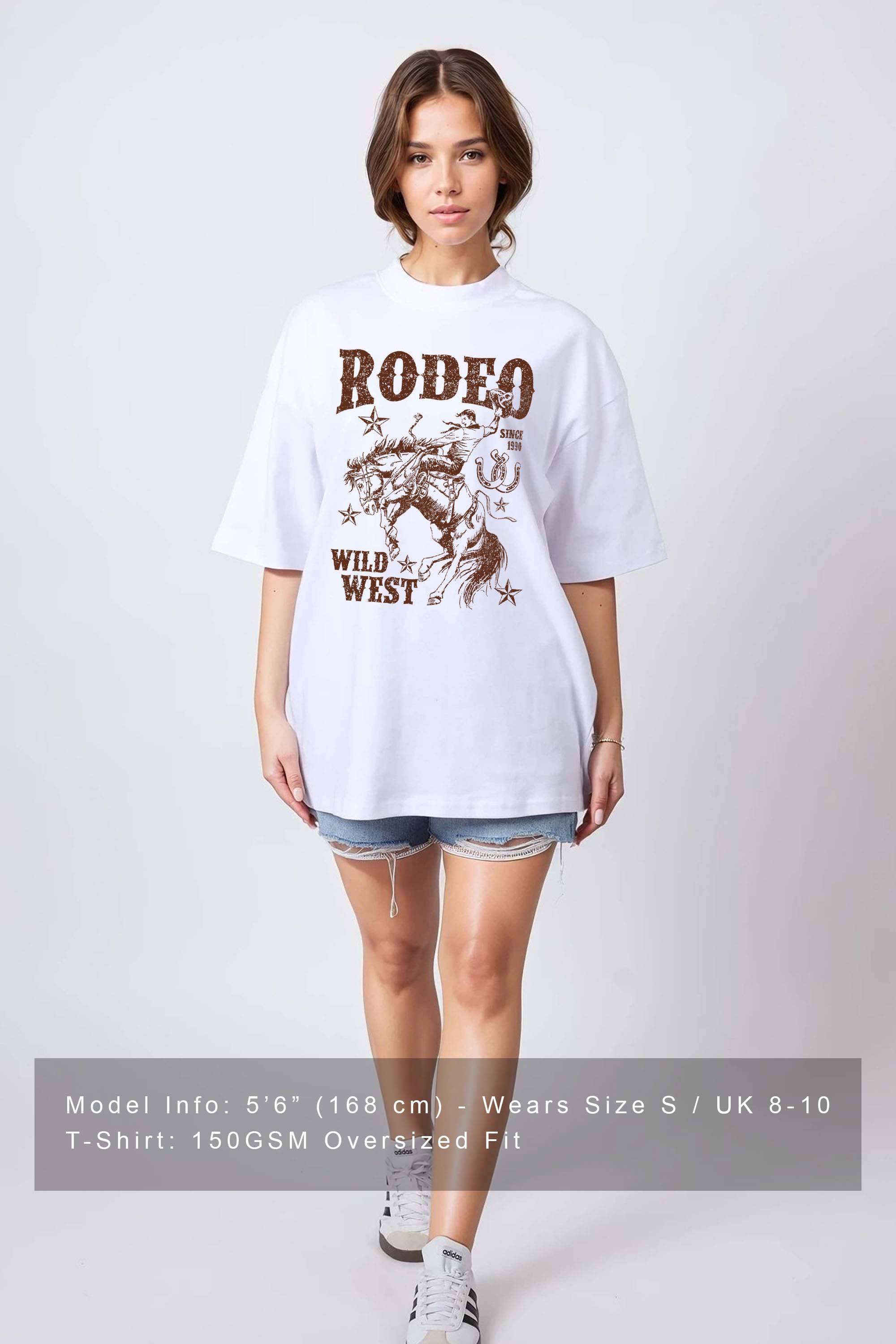 150GSM Oversized T-Shirt in Rodeo Wild West Print