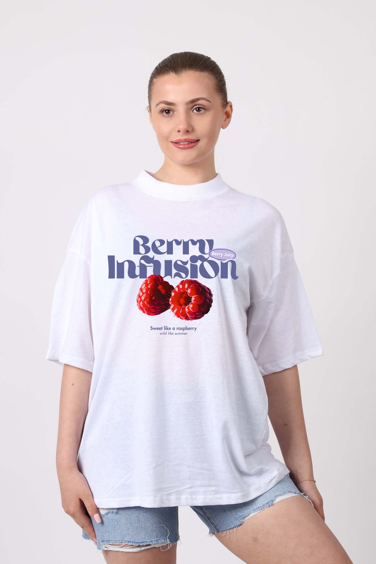 150GSM Oversized T-Shirts in Berry Infusion Print