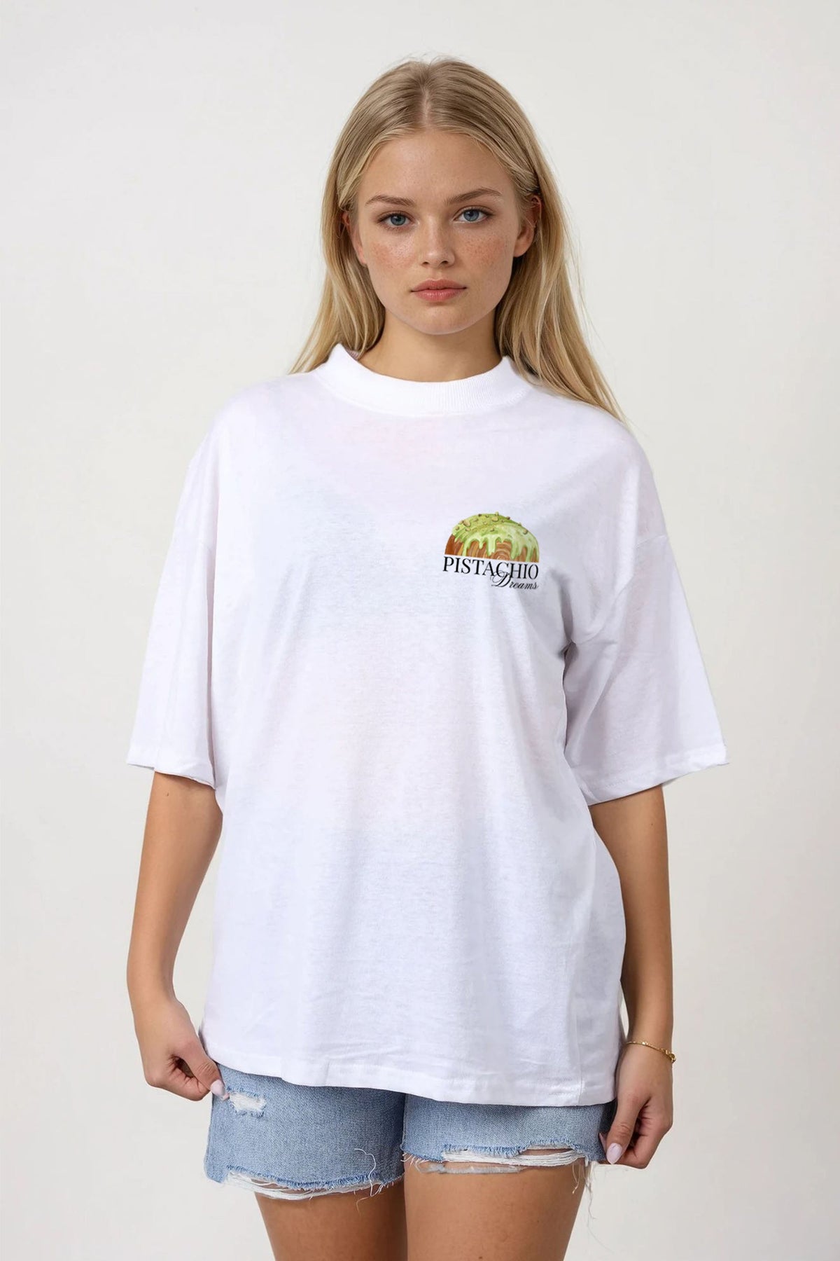 150GSM Oversized T-Shirt in Pistachio Dreams Print