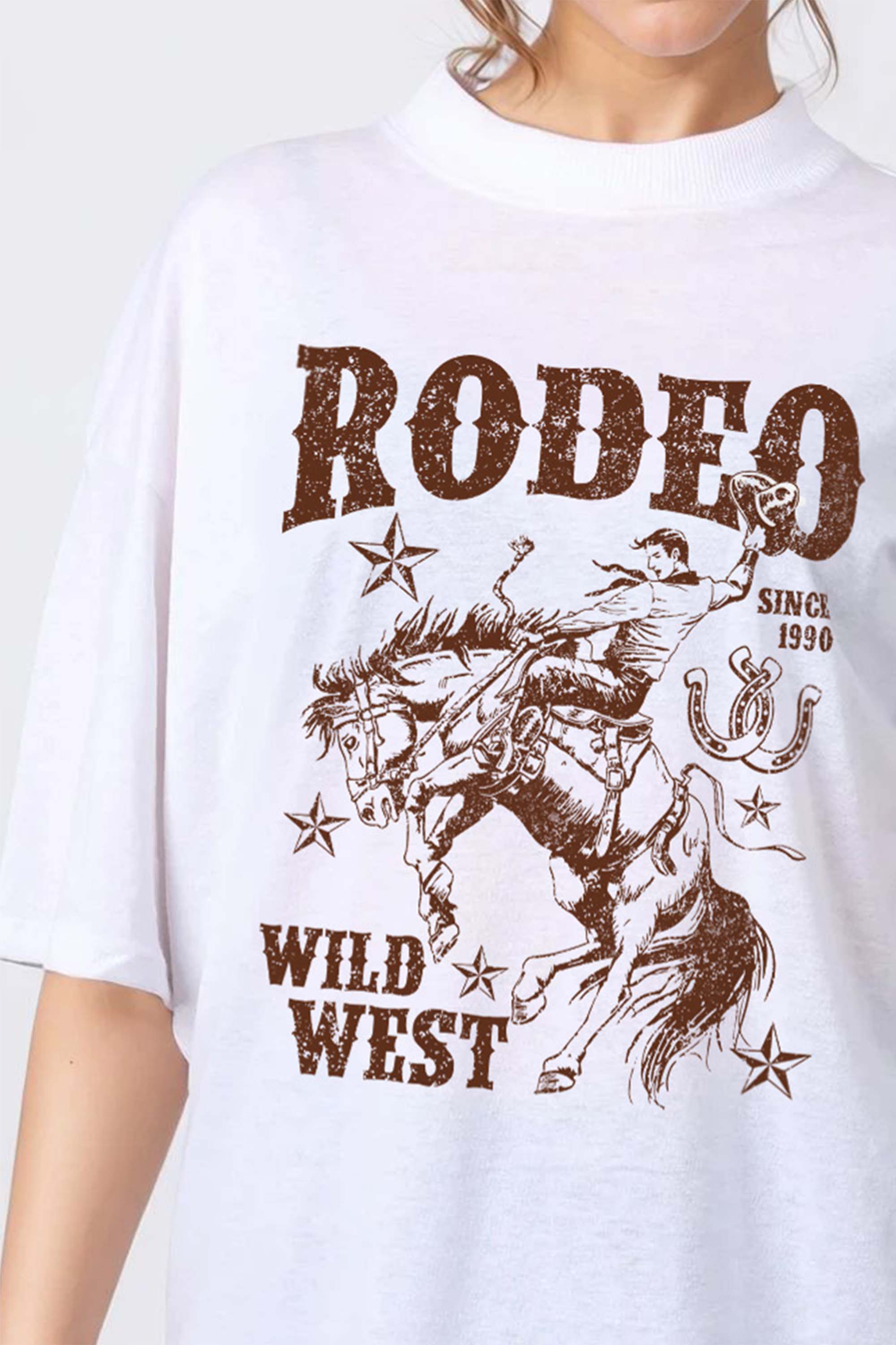 150GSM Oversized T-Shirt in Rodeo Wild West Print