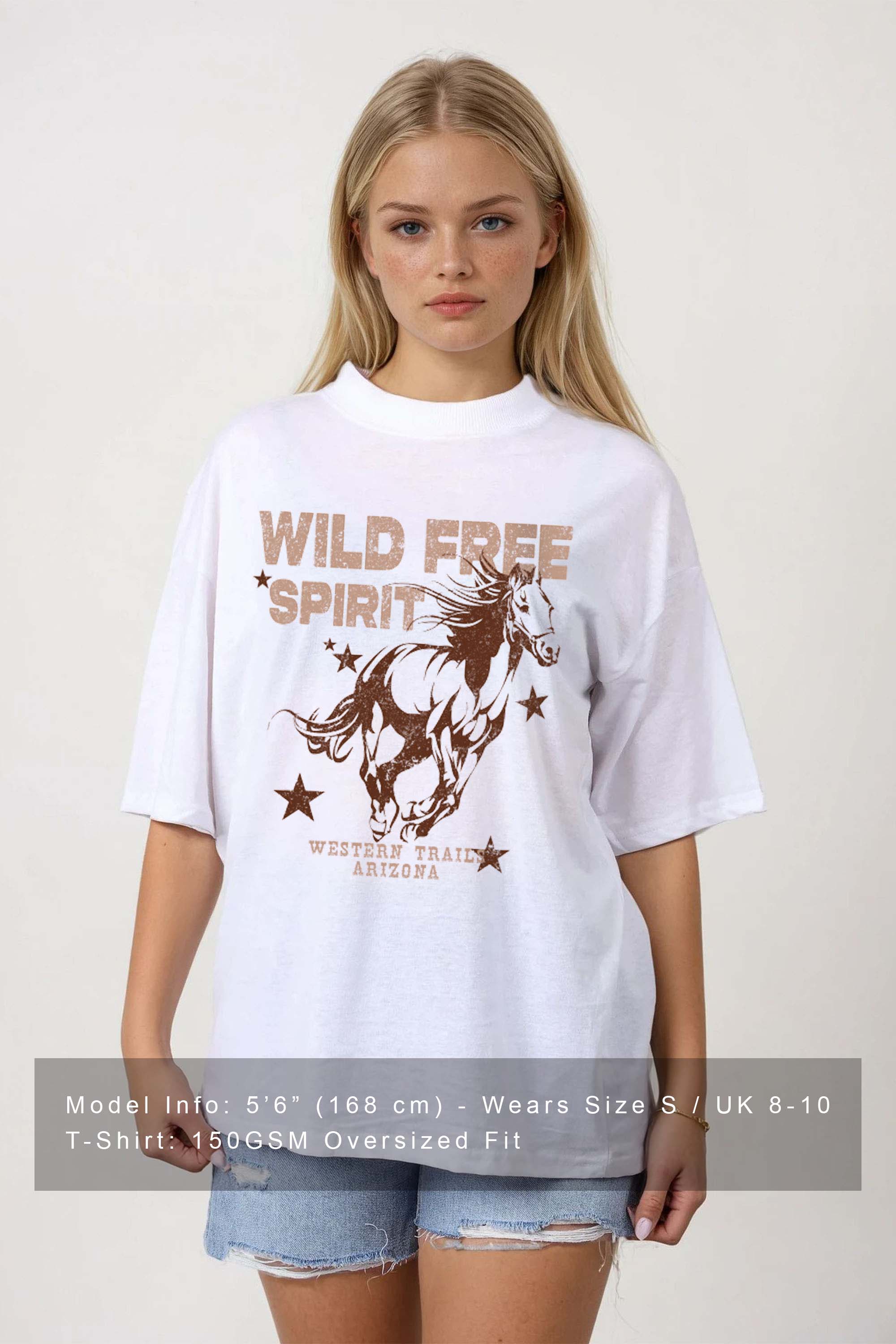 150GSM Oversized T-Shirt in Wild Free Spirit Print
