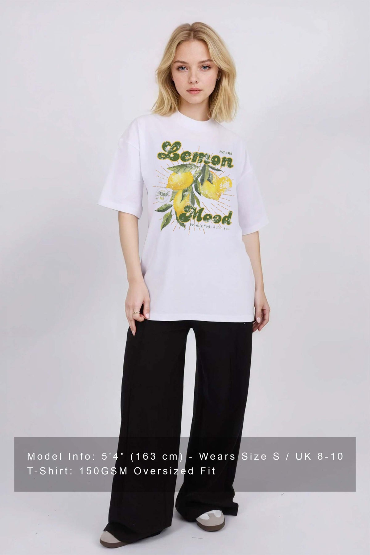 150GSM Oversized T-Shirt in Lemon Mood Distressed Print