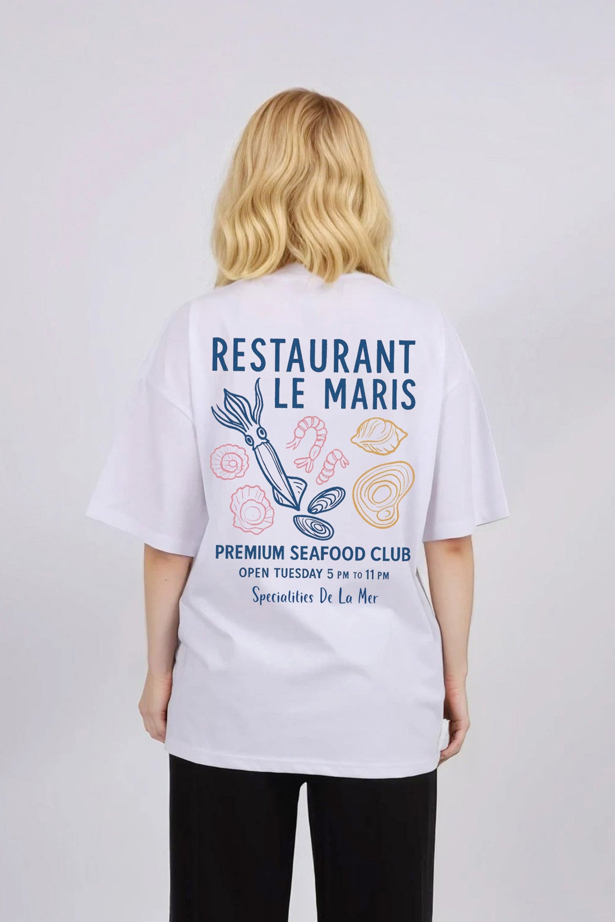 Oversized T-Shirt In Le Maris Seafood Print