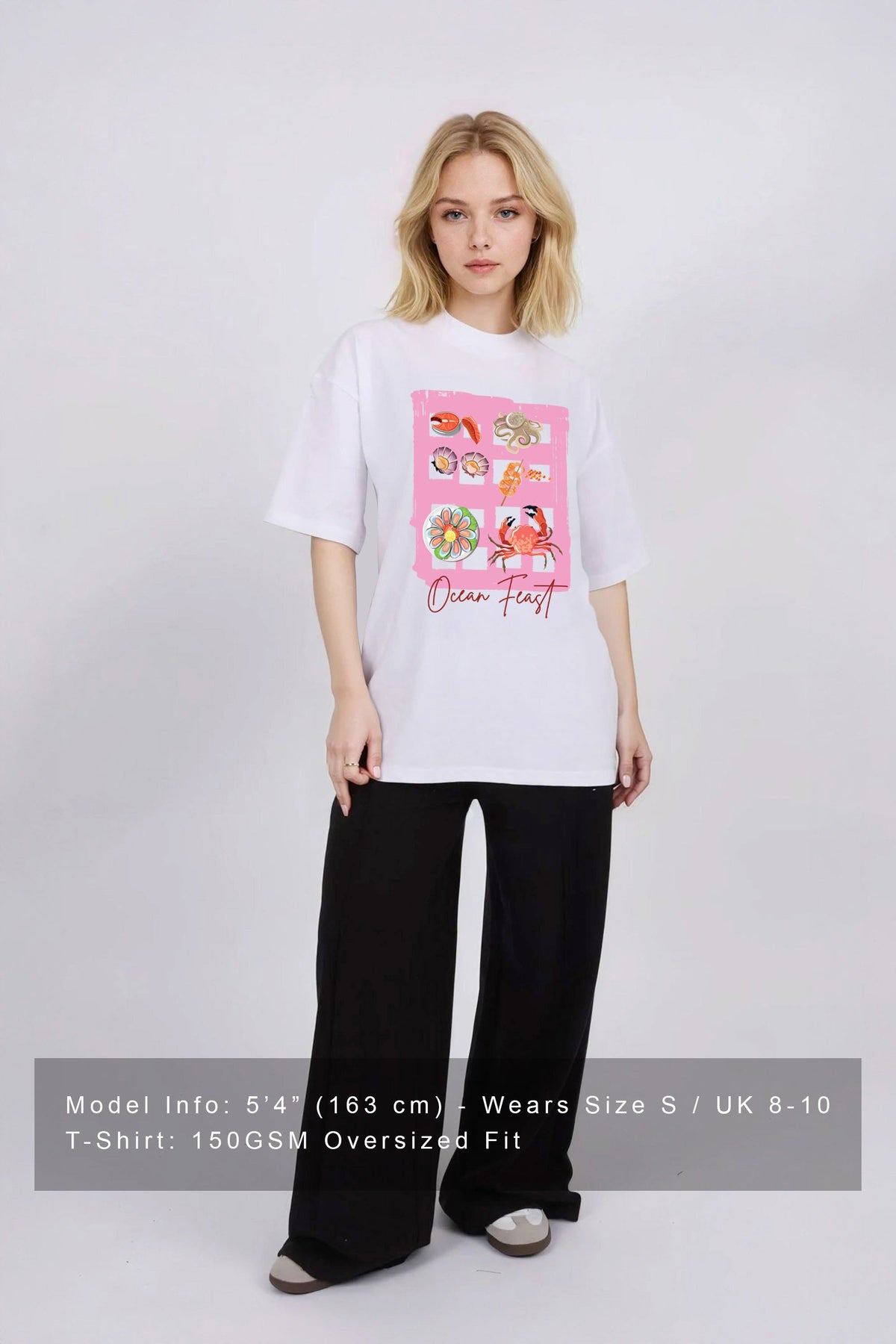 Oversized T-Shirt In Ocean Feast Seafood Print