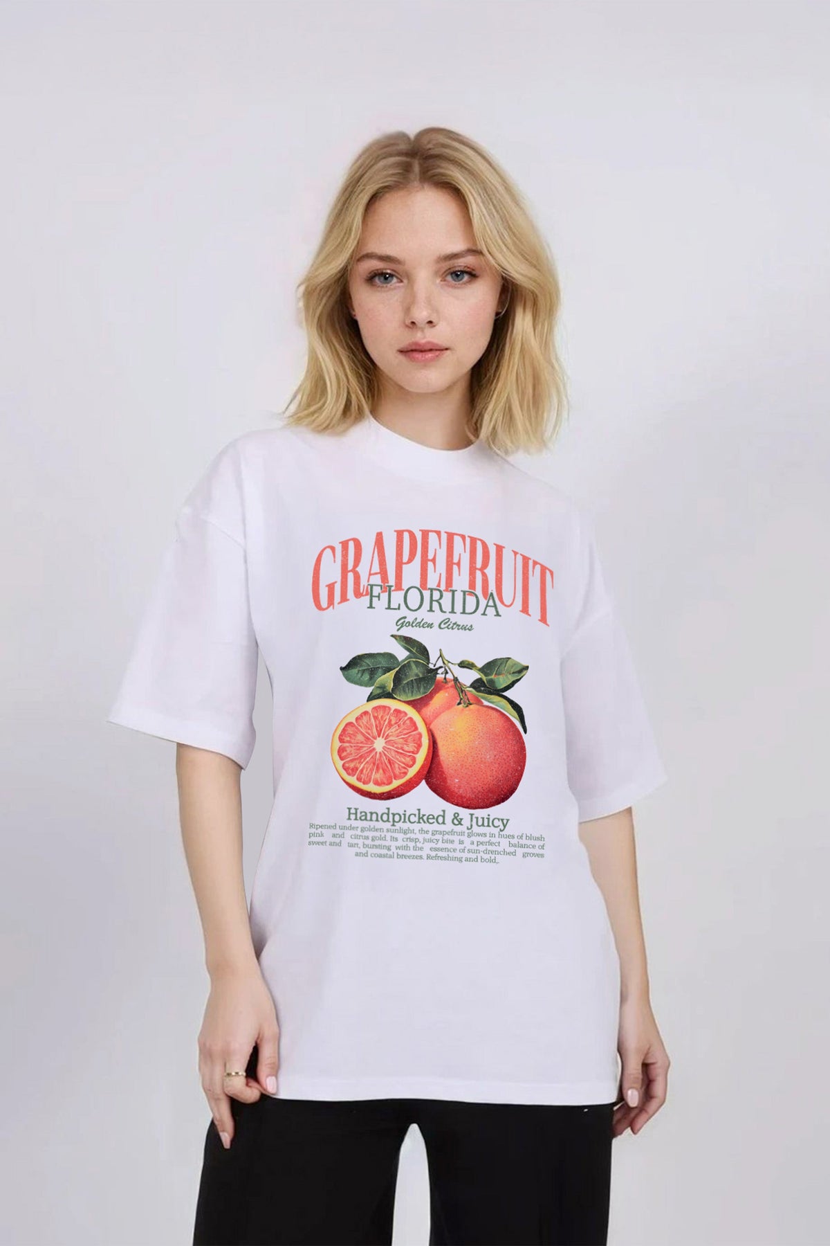 Oversized T-Shirt In Grapefruit Florida Print