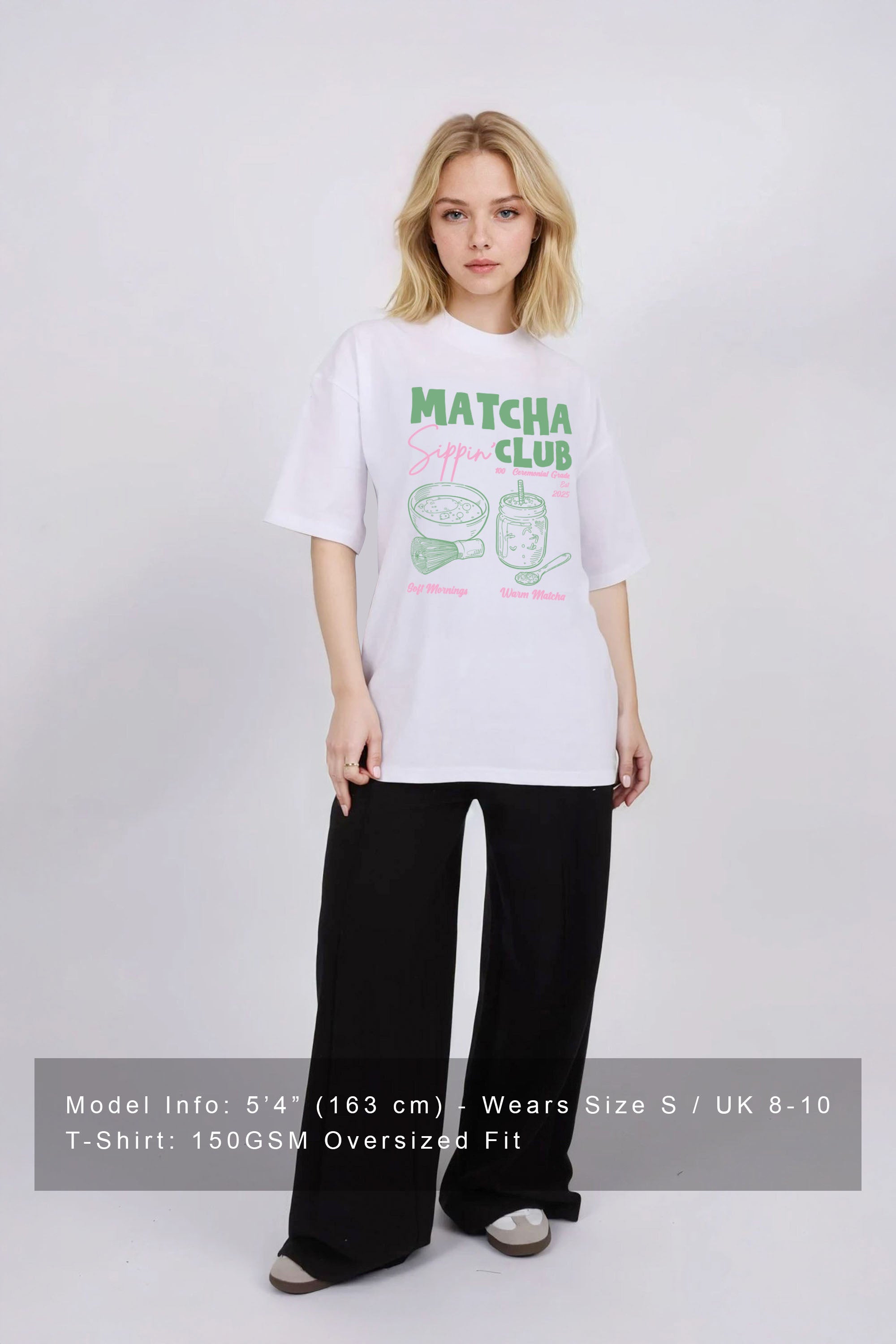 Oversized T-Shirt In Matcha Club Print (Custom Pack)