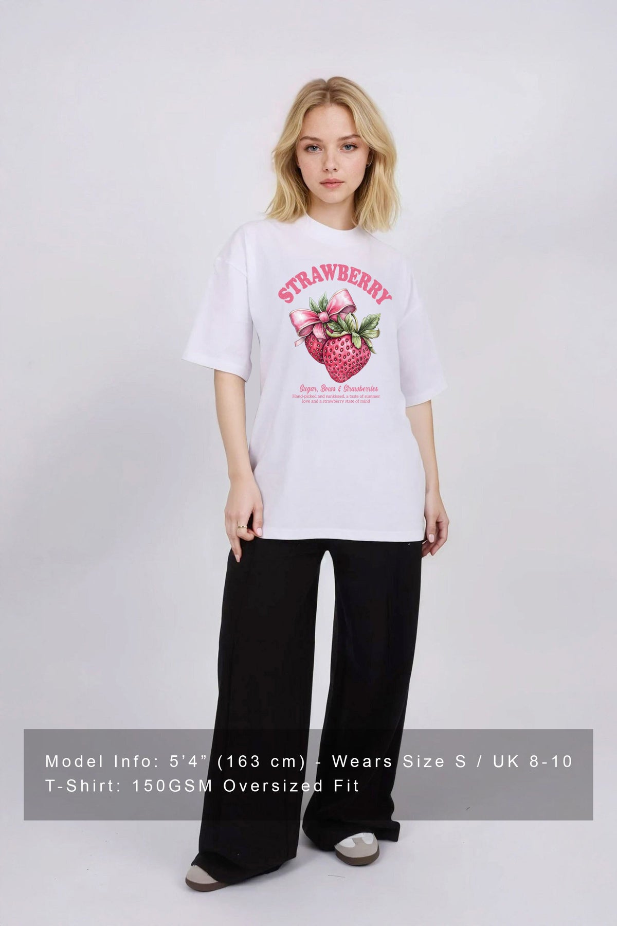 Oversized T-Shirt In Strawberries Bow Print