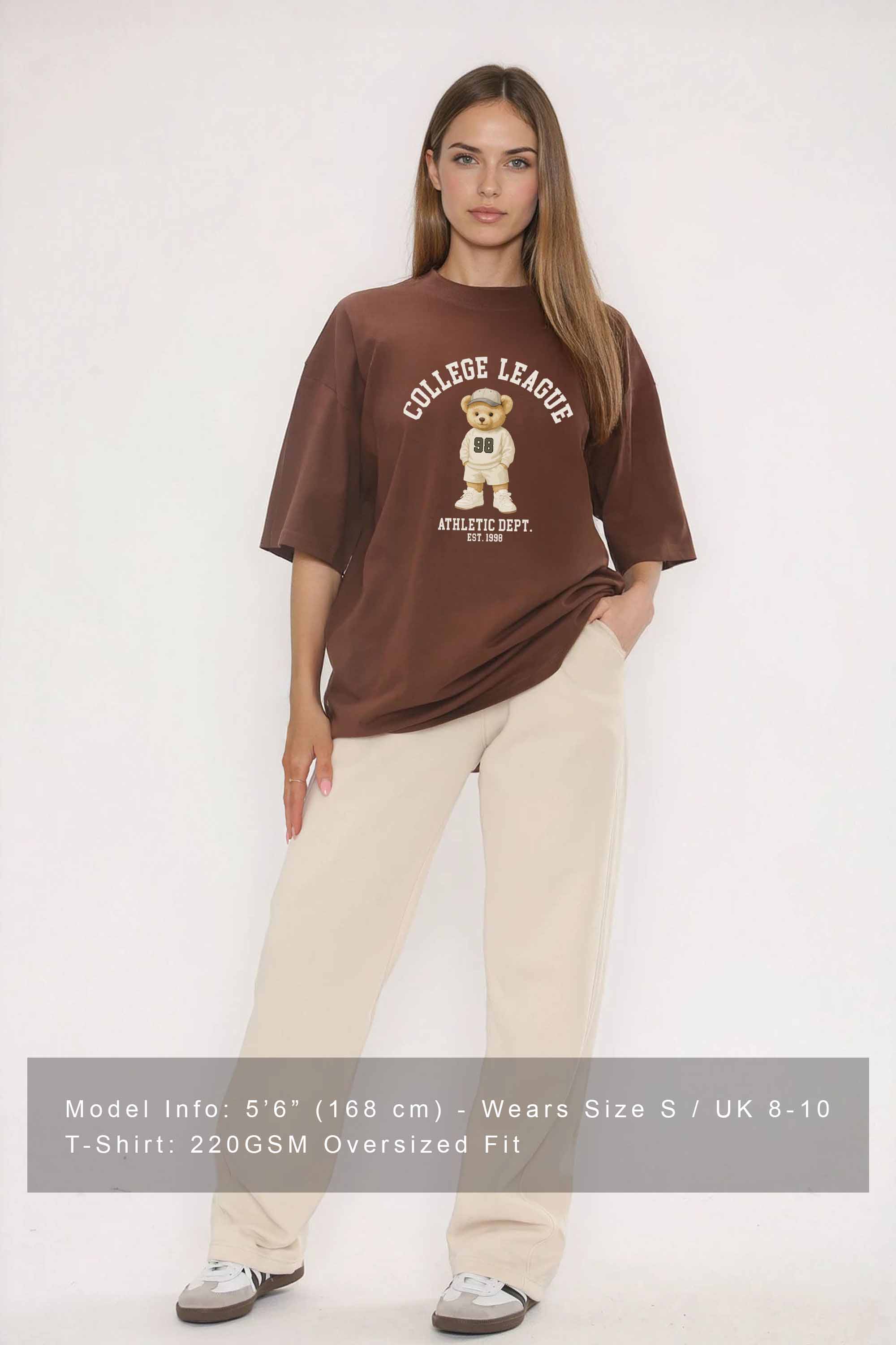 220GSM Oversized T-Shirt in College League Teddy Athletic Print