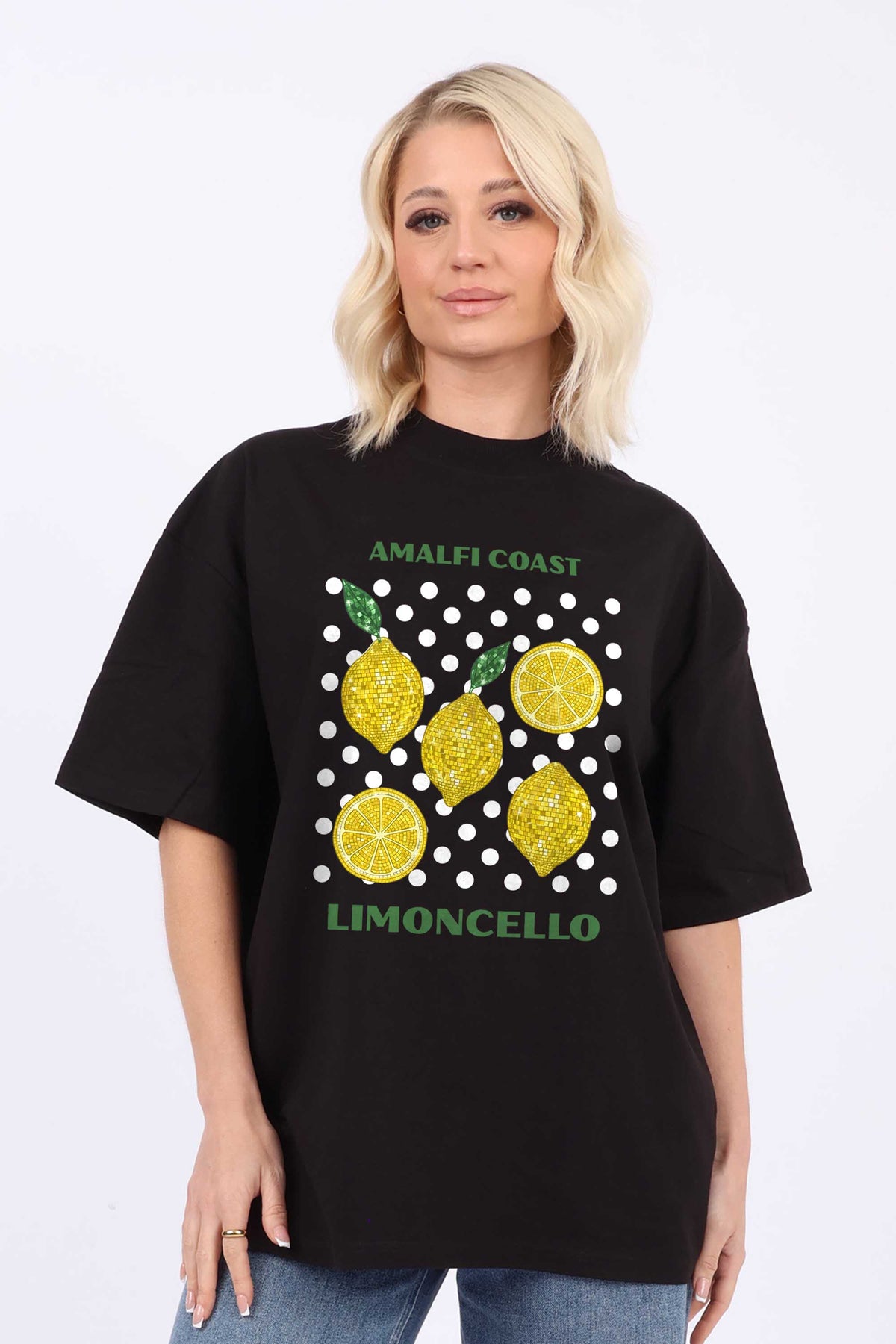 220GSM Oversized T-shirt in Amalfi Coast Lemon Print